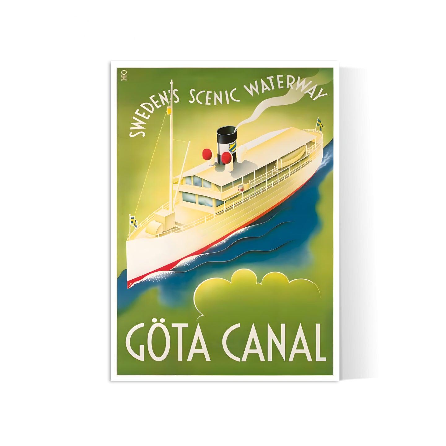 Affiche bateau vintage "Göta Canal" - Haute Définition - papier mat 230gr/m² - Poster Vintage