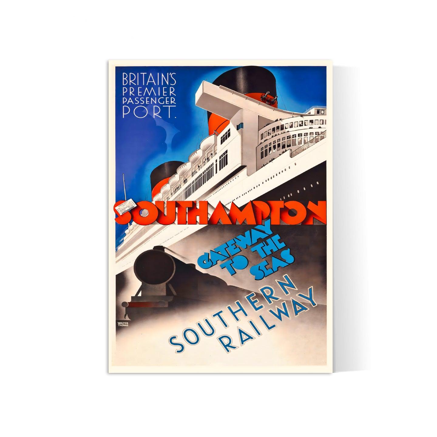 Affiche bateau vintage "Southampton" - Walter Thomas- Haute Définition - papier mat 230gr/m² - Poster Vintage