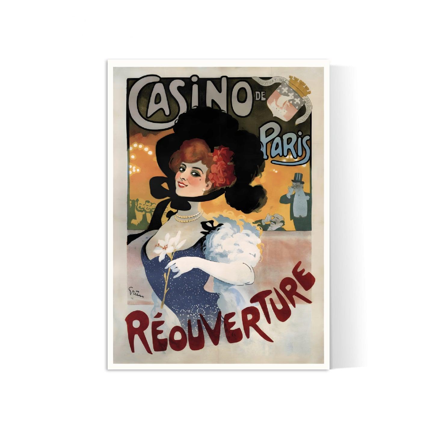 Affiche cabaret vintage "Casino de Paris - Réouverture" - Grün- Haute Définition - papier mat 230gr/m² - Poster Vintage