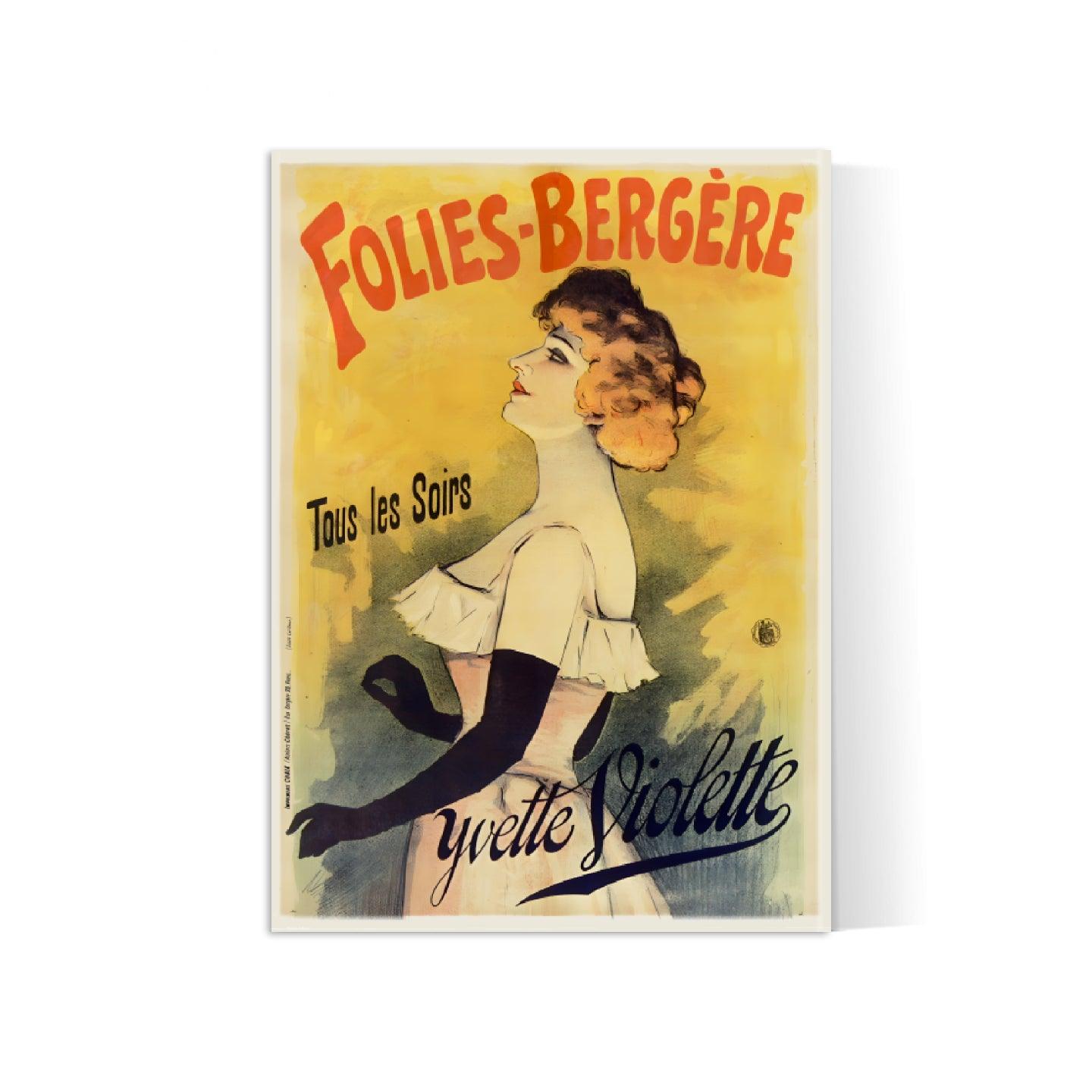 Affiche cabaret vintage "Folies Bergères : Yvette Violette" - Haute Définition - papier mat 230gr/m² - Poster Vintage