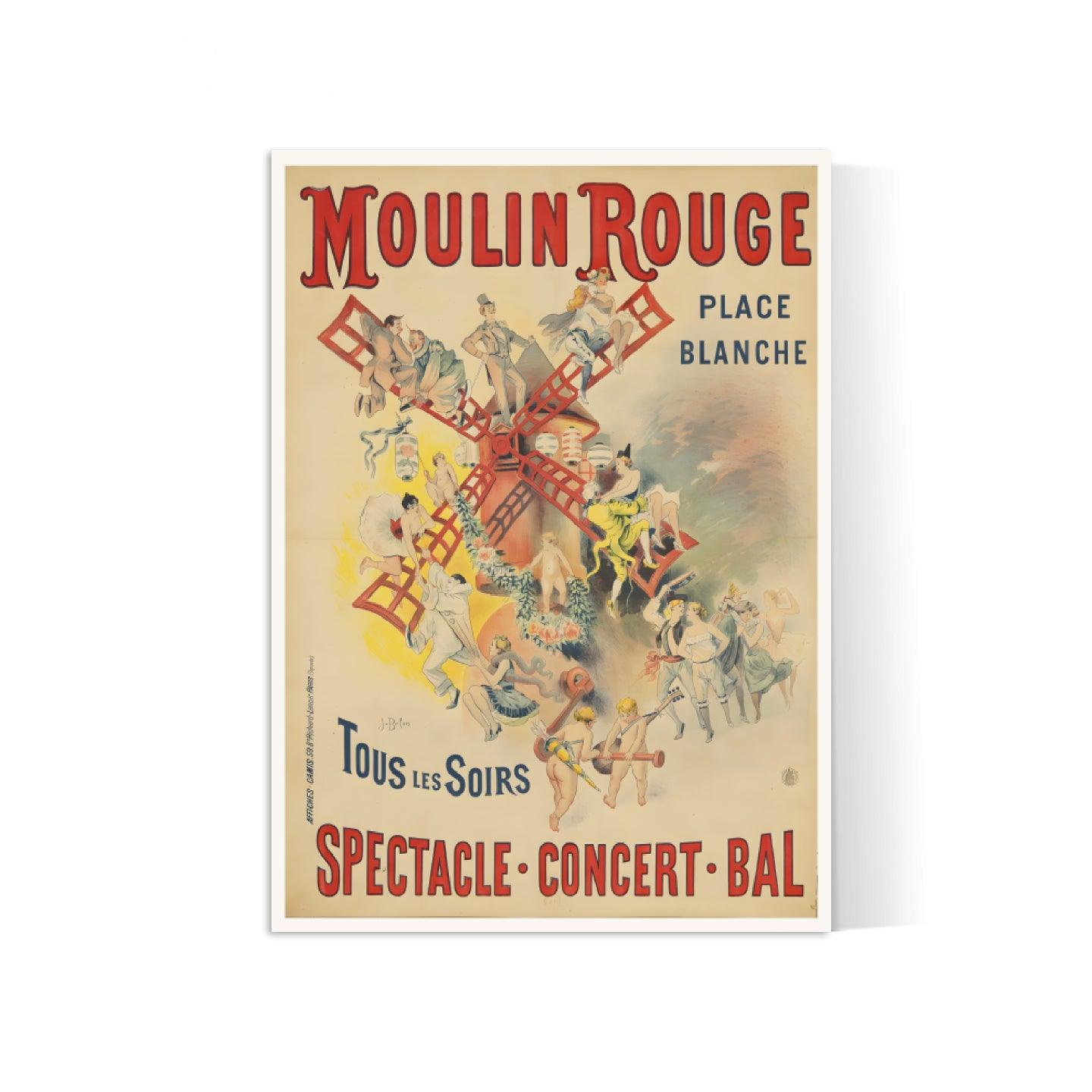 Affiche cabaret vintage "Moulin Rouge" - José Belon - Haute Définition - papier mat 230gr/m² - Poster Vintage