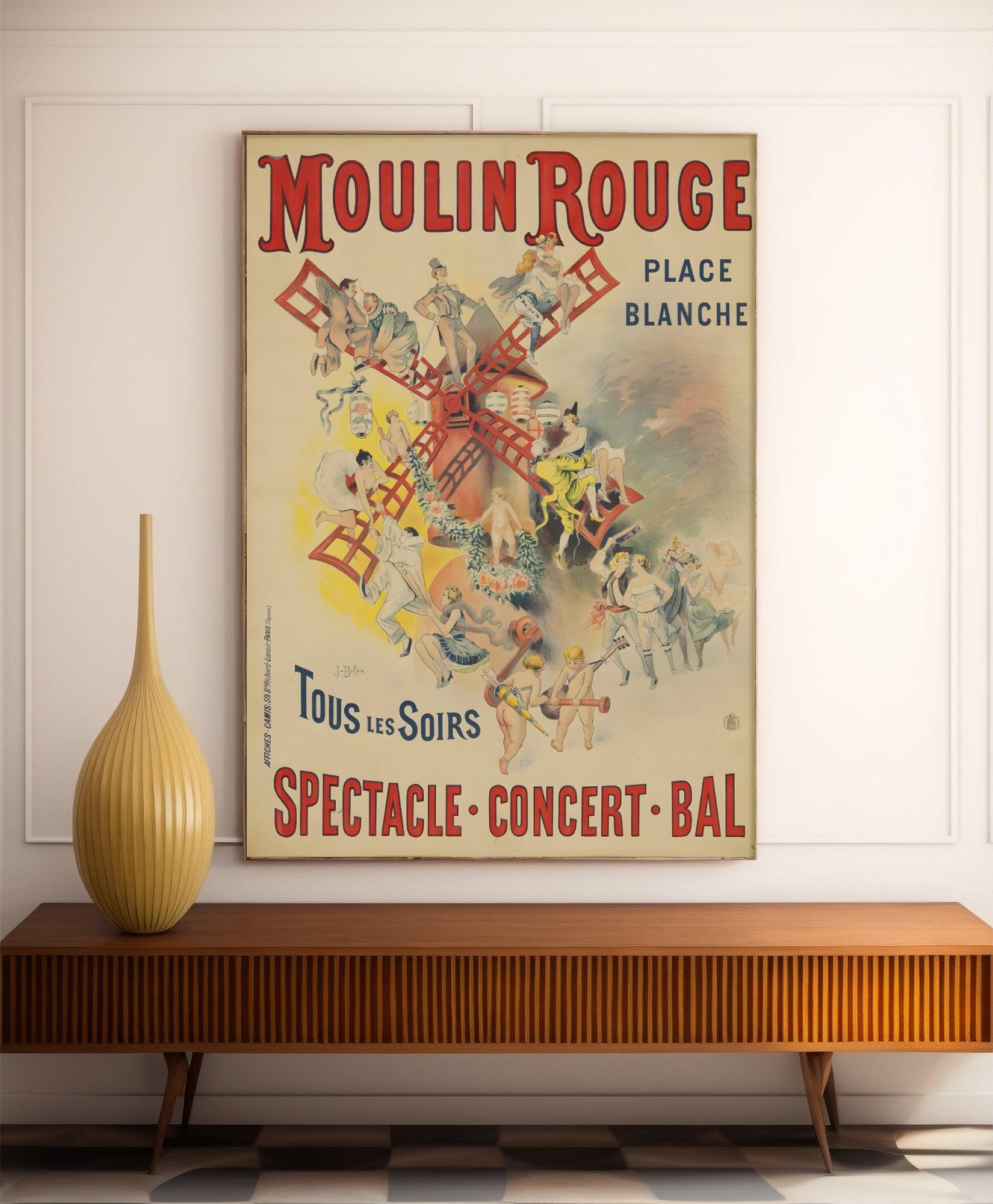 Affiche cabaret vintage "Moulin Rouge" - José Belon - Haute Définition - papier mat 230gr/m² - Poster Vintage