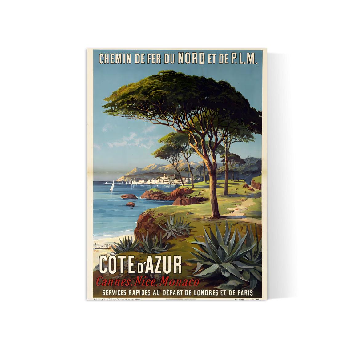 Affiche "Côte d'Azur" vintage - Hugo D'Alesi - Haute Définition - papier mat 230gr/m2 - Poster Vintage