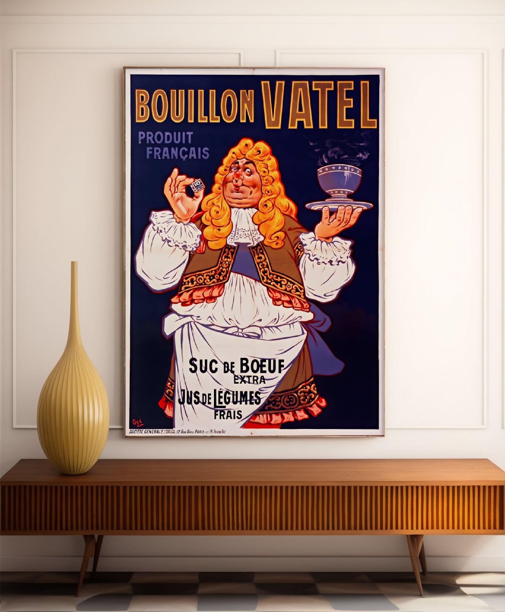 Affiche cuisine vintage "Bouillon Vatel" - Eugène Ogé - Haute Définition - papier mat 230gr/m² - Poster Vintage