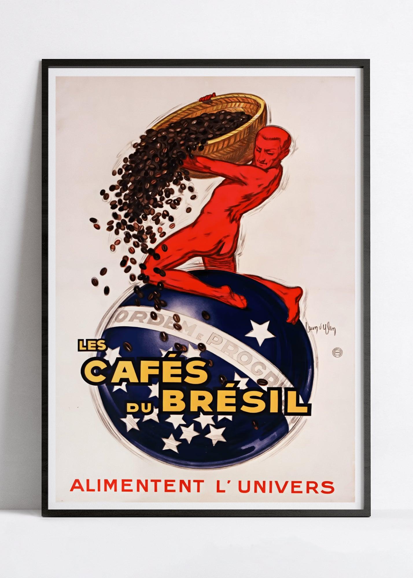 Affiche cuisine vintage "Café du Brésil" - Jean d'Ylen - Haute Définition - papier mat 230gr/m² - Poster Vintage