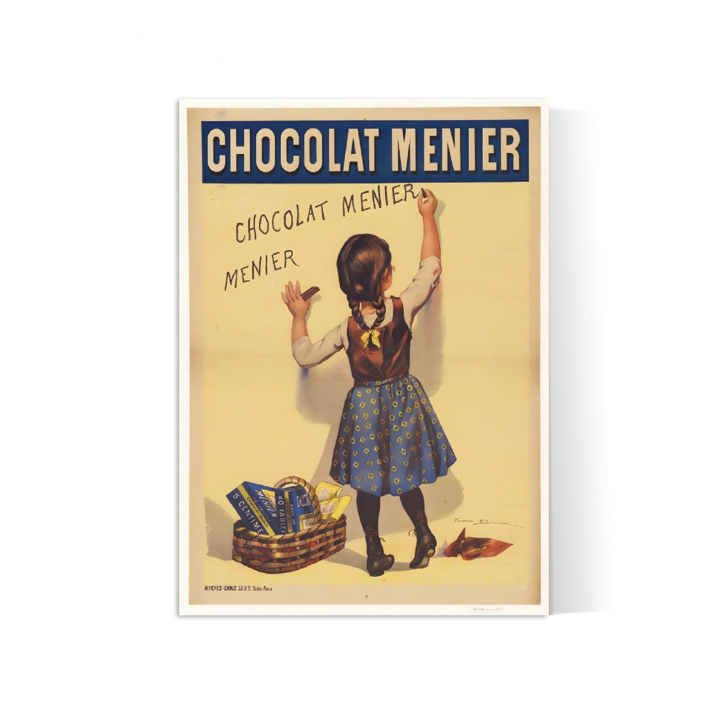 Affiche cuisine vintage "Chocolat Menier - petite fille de dos" - Firmin Bouisset - Haute Définition - papier mat 230gr/m² - Poster Vintage