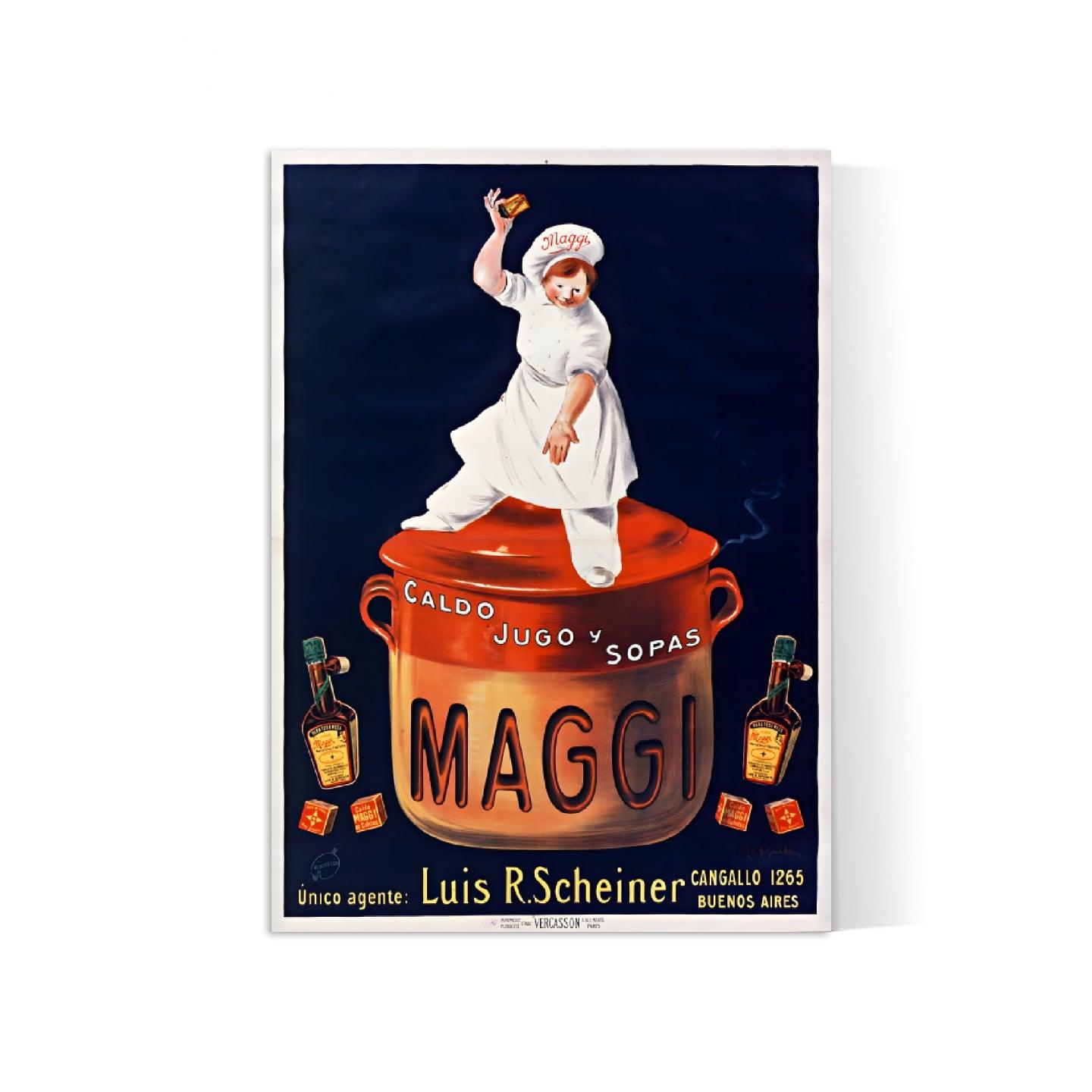 Affiche cuisine vintage "Cube Maggi" - Leonetto Cappiello - Haute Définition - papier mat 230gr/m² - Poster Vintage