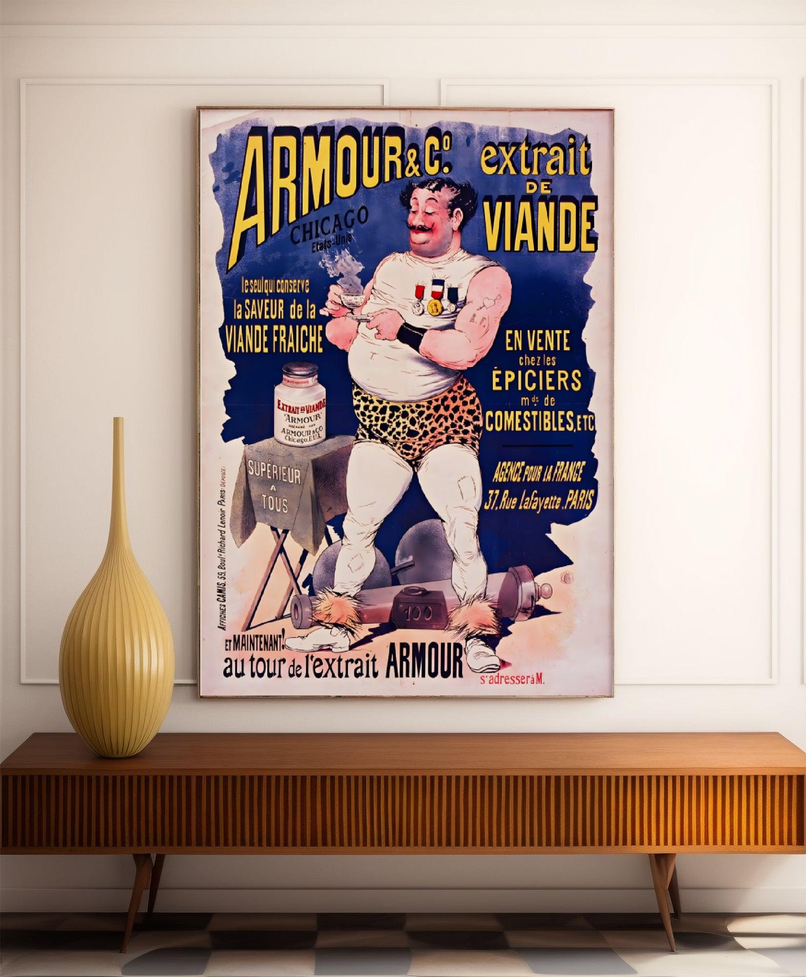 Affiche cuisine vintage "Extrait de viande Armour"- Guillaume Albert - Haute Définition - papier mat 230gr/m² - Poster Vintage