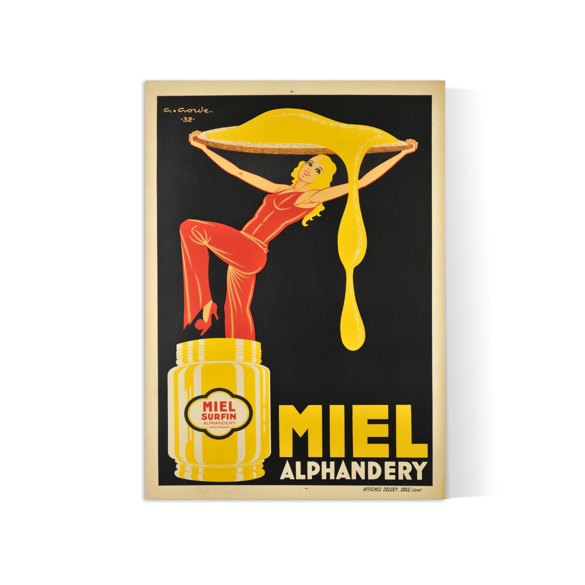 Affiche cuisine vintage "Miel Alphandery" - Gaston Gorde - Haute Définition - papier mat 230gr/m² - Poster Vintage