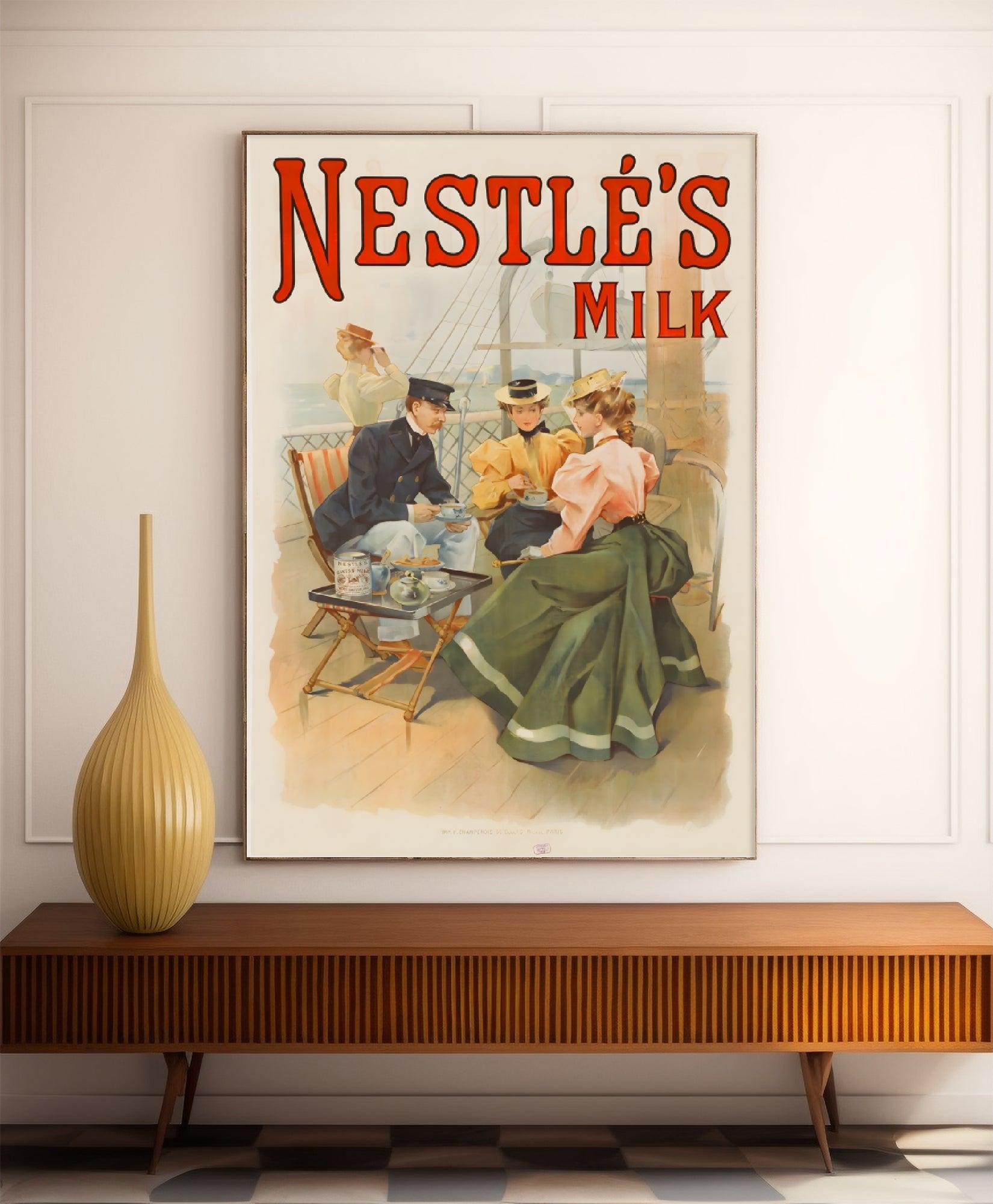 Affiche cuisine vintage "Nestlé's Milk" - Haute Définition - papier mat 230gr/m² - Poster Vintage