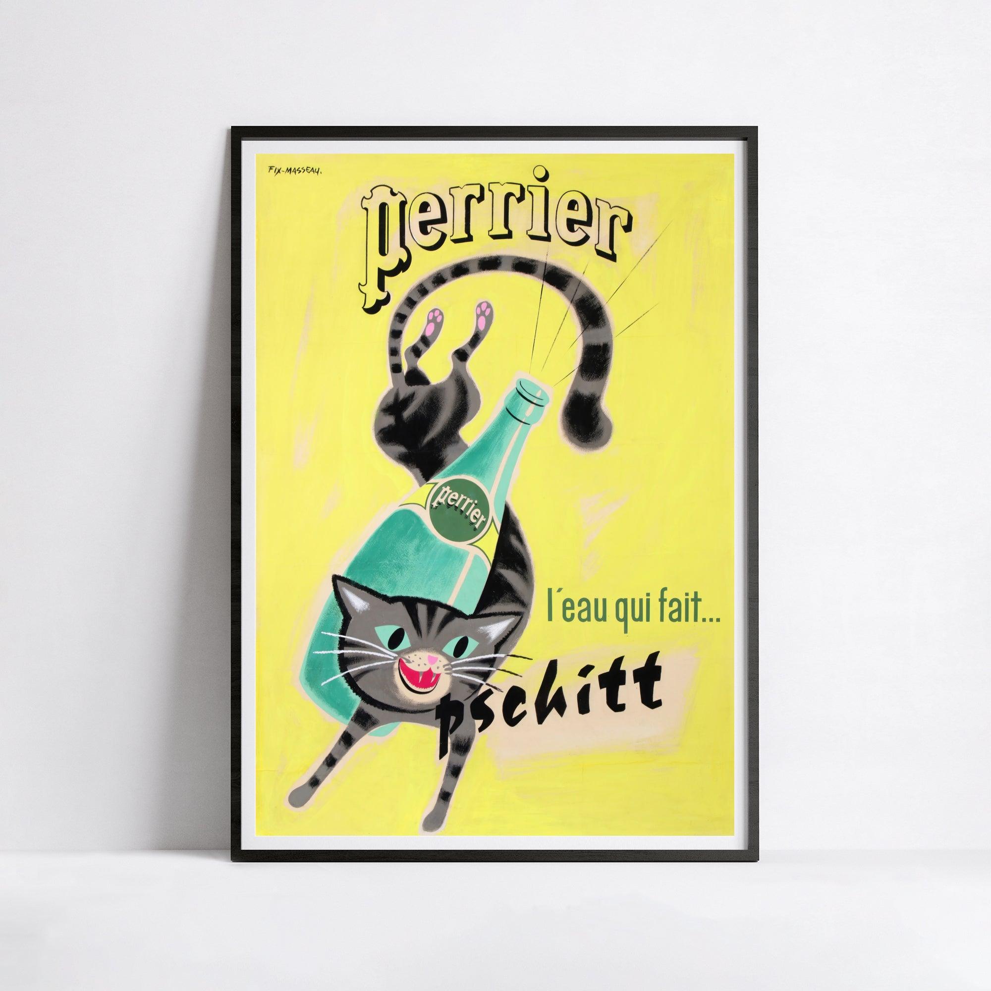 Affiche cuisine vintage "Perrier, l'eau qui fait pschitt" - FIX MASSEAU - Haute Définition - papier mat 230gr/m² - Poster Vintage