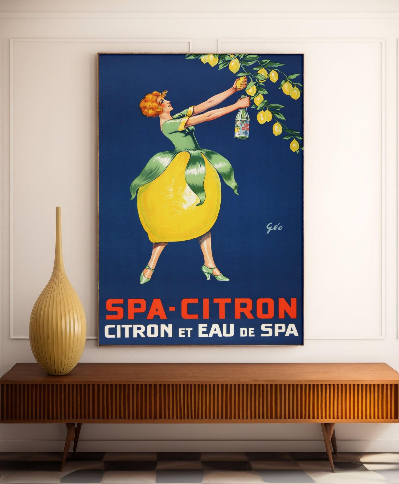 Affiche cuisine vintage "Sirop Spa Citron" - Géo - Haute Définition - papier mat 230gr/m² - Poster Vintage