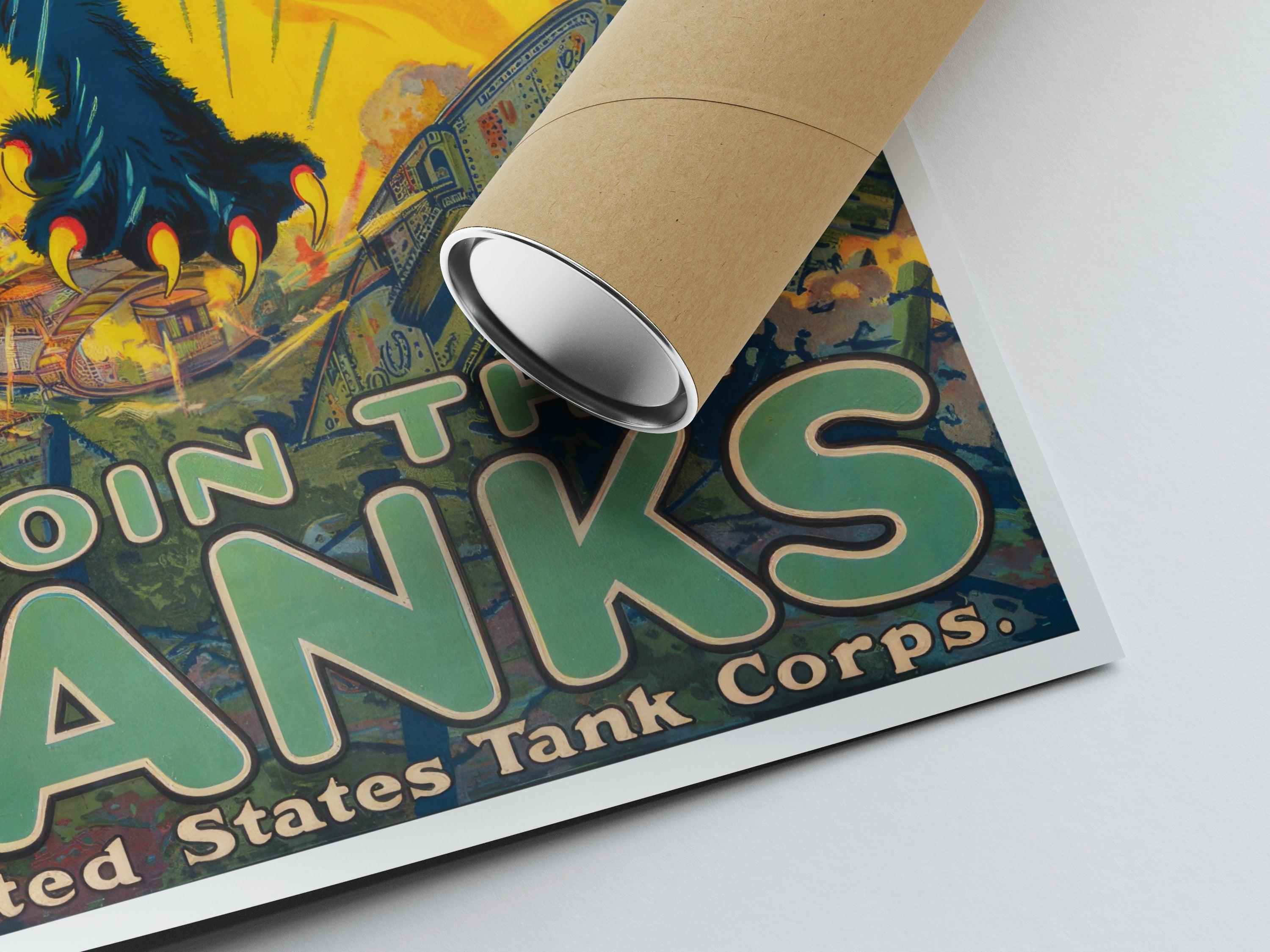 Affiche de propagande "Join the Tanks" - Haute Définition - papier mat 230gr/m² - Poster Vintage