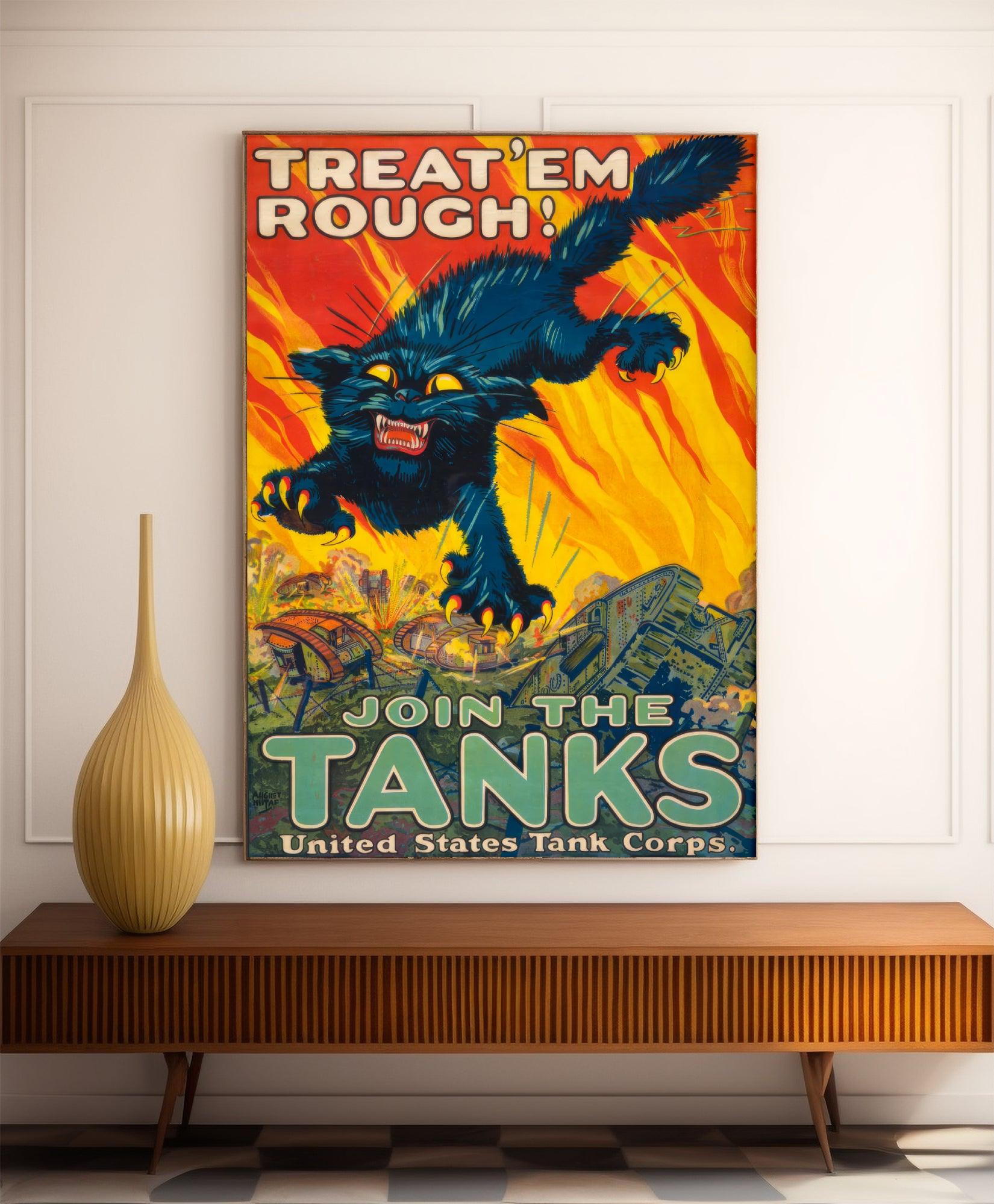 Affiche de propagande "Join the Tanks" - Haute Définition - papier mat 230gr/m² - Poster Vintage