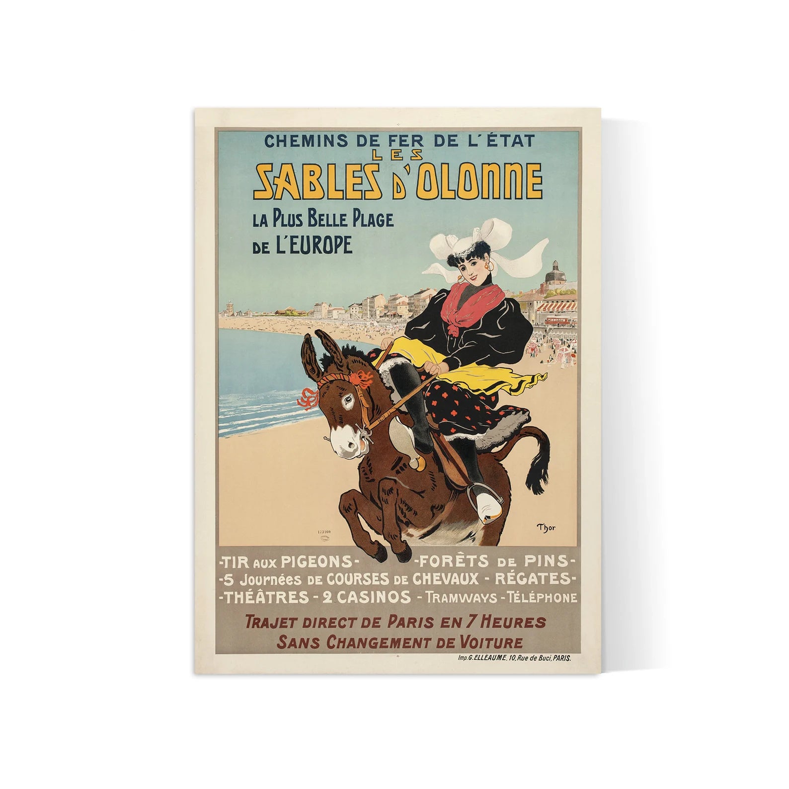Affiche voyage vintage "Les Sables d'Olonne" - Thor Walter- Haute Définition - papier mat 230gr/m²