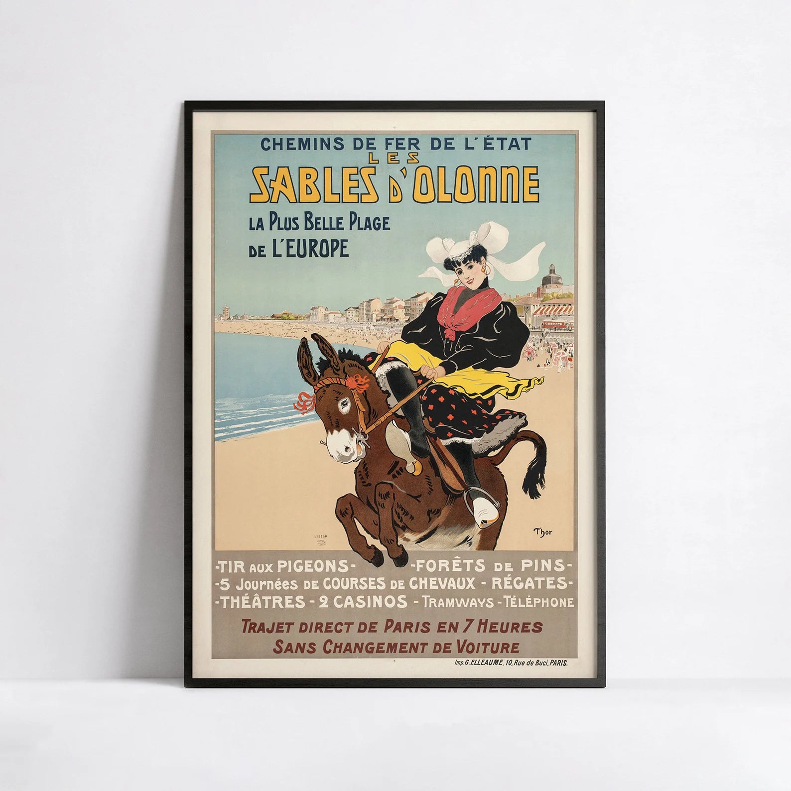 Affiche voyage vintage "Les Sables d'Olonne" - Thor Walter- Haute Définition - papier mat 230gr/m²