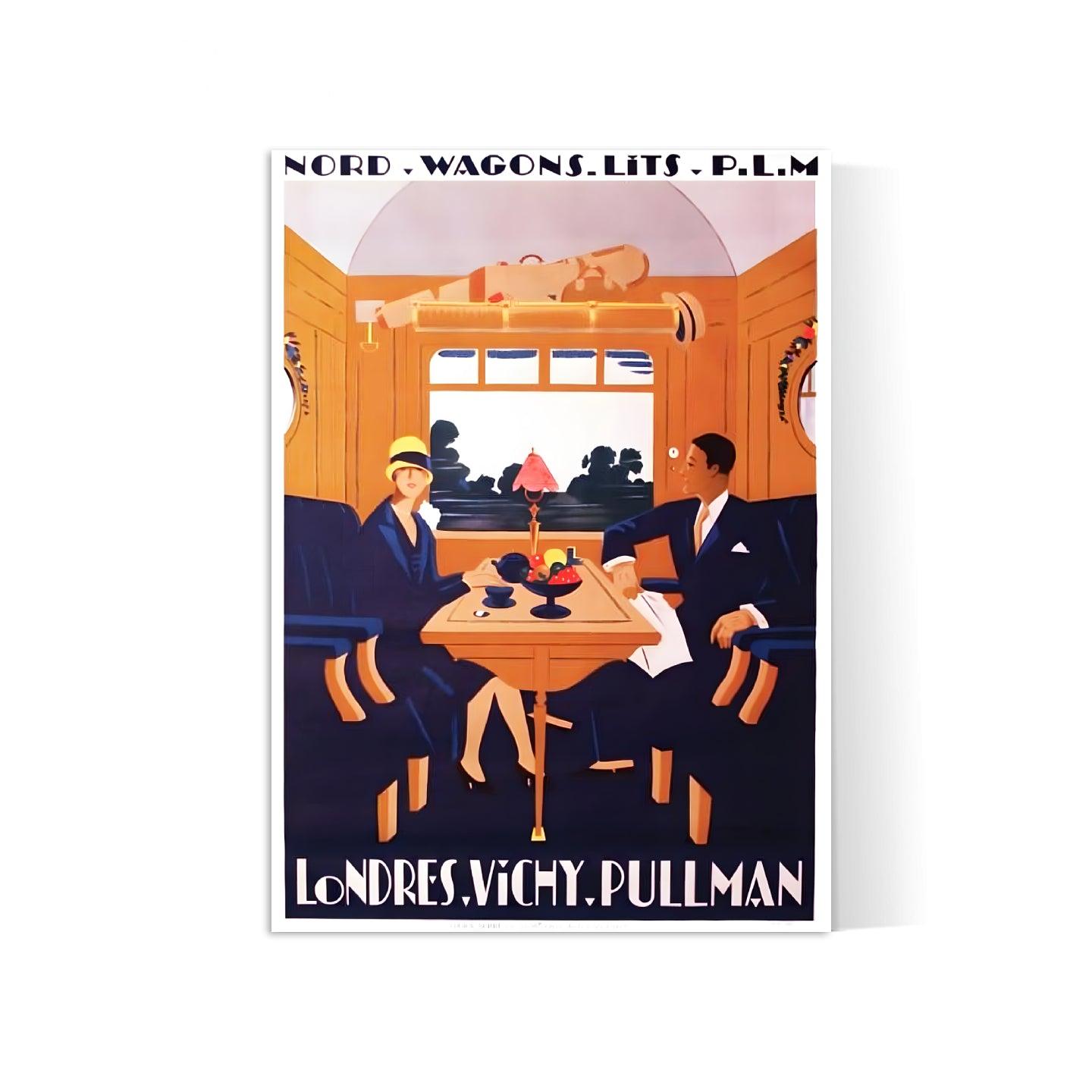 Affiche "Londres - Vichy - Pullman" vintage - Jean-Raoul Naurac - Haute Définition - papier mat 230gr/m2 - Poster Vintage