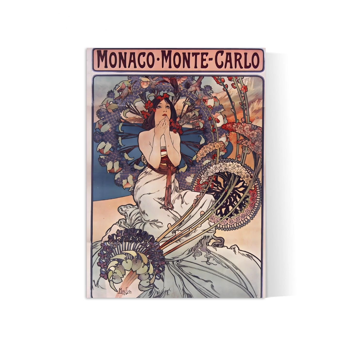 Affiche "Monaco -Monte Carlo" vintage - Alphonse Mucha - Haute Définition - papier mat 230gr/m2 - Poster Vintage