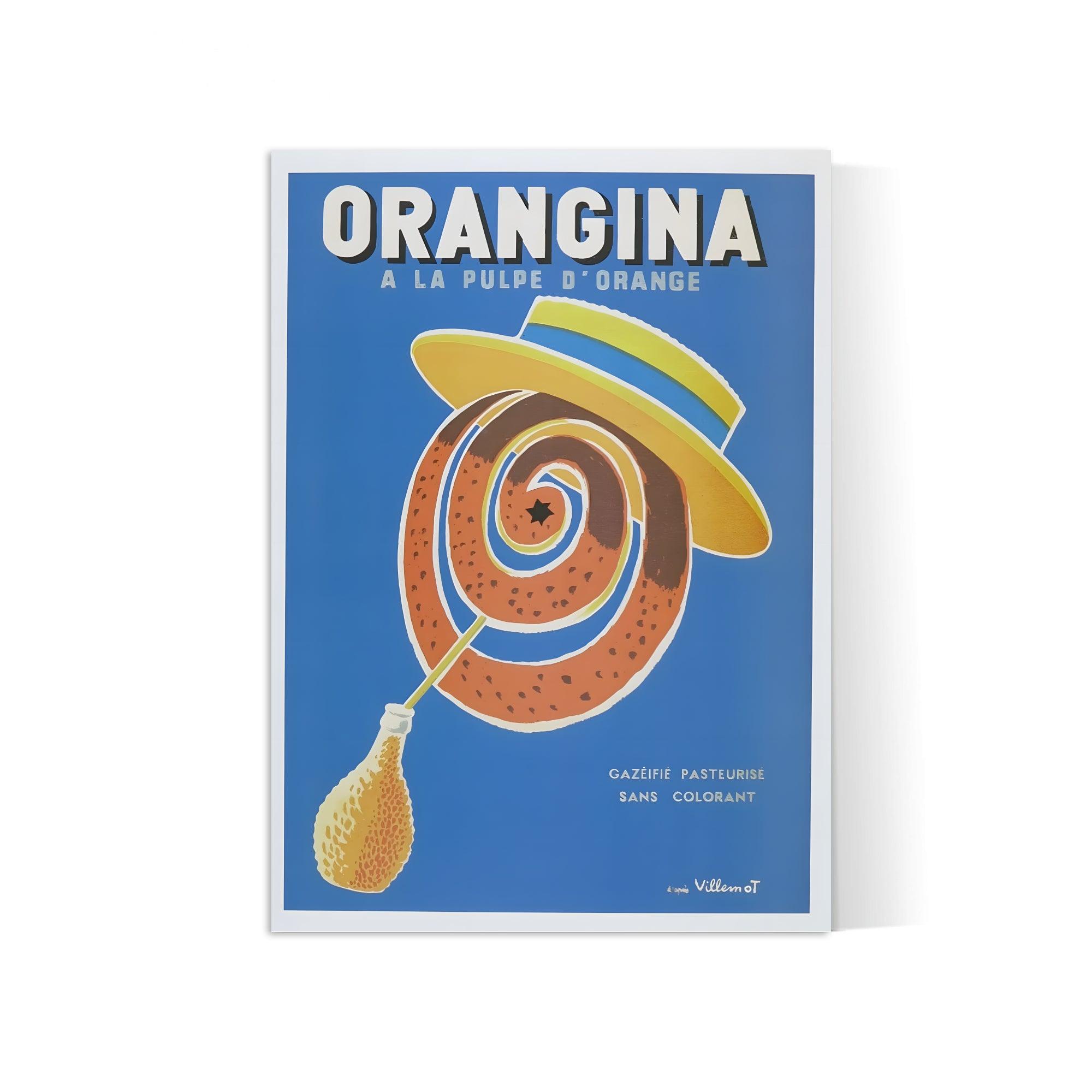 Affiche Orangina "à la pulpe d'orange" - Villemot - Haute Définition - papier mat 230gr/m² - Poster Vintage