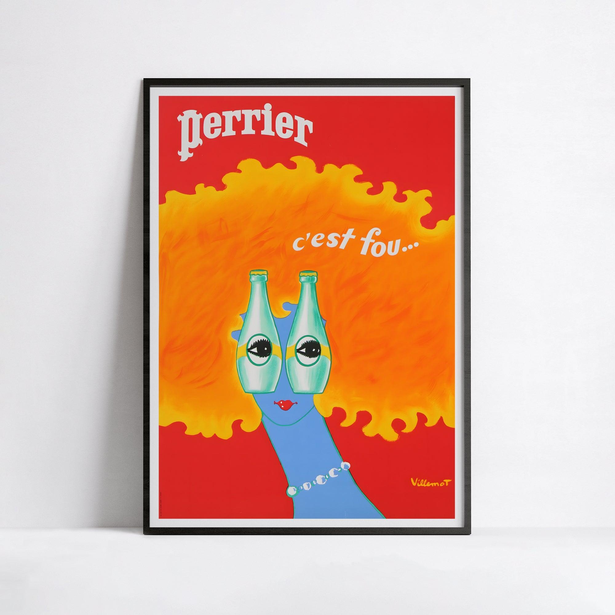 Affiche Perrier "Lunettes" - Villemot - Haute Définition - papier mat 230gr/m² - Poster Vintage