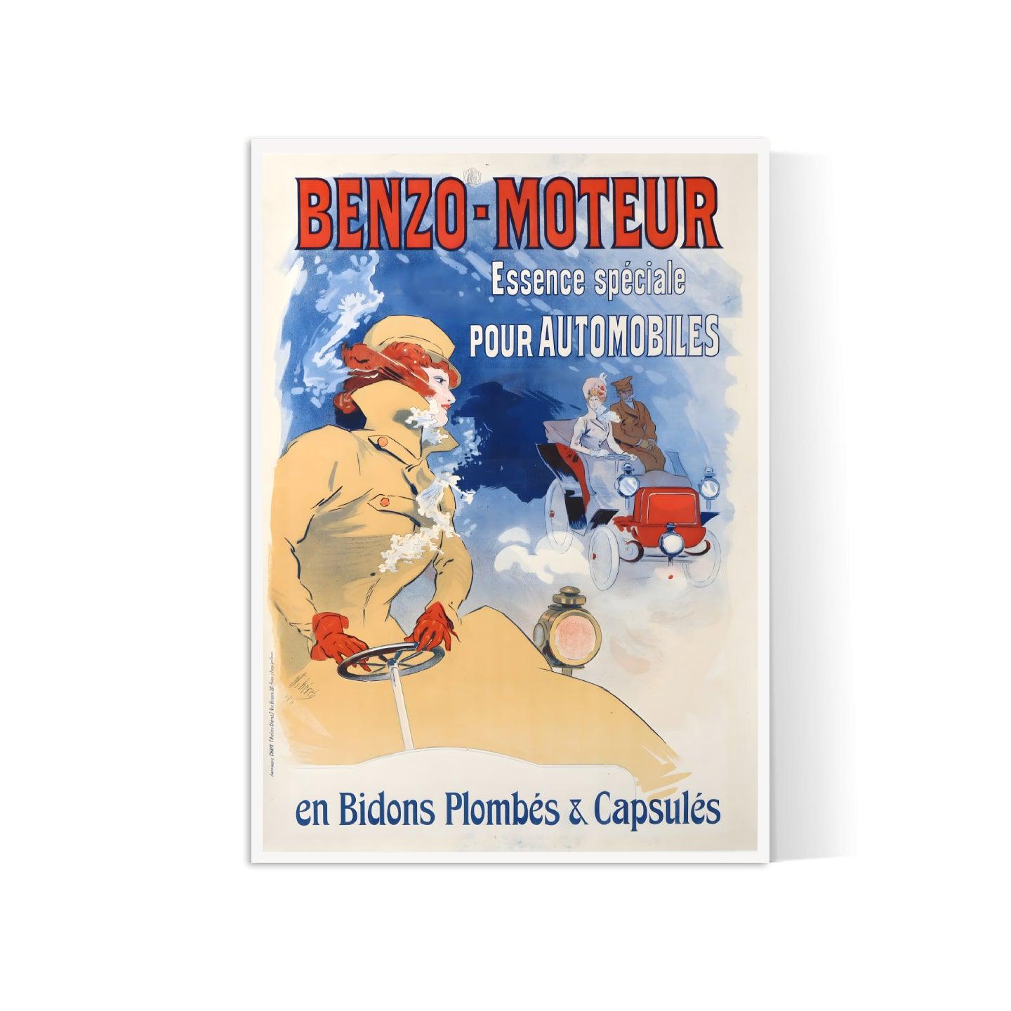 Affiche publicitaire vintage "Benzo Moteur" - Jules Cheret - Haute Définition - papier mat 230gr/m² - Poster Vintage