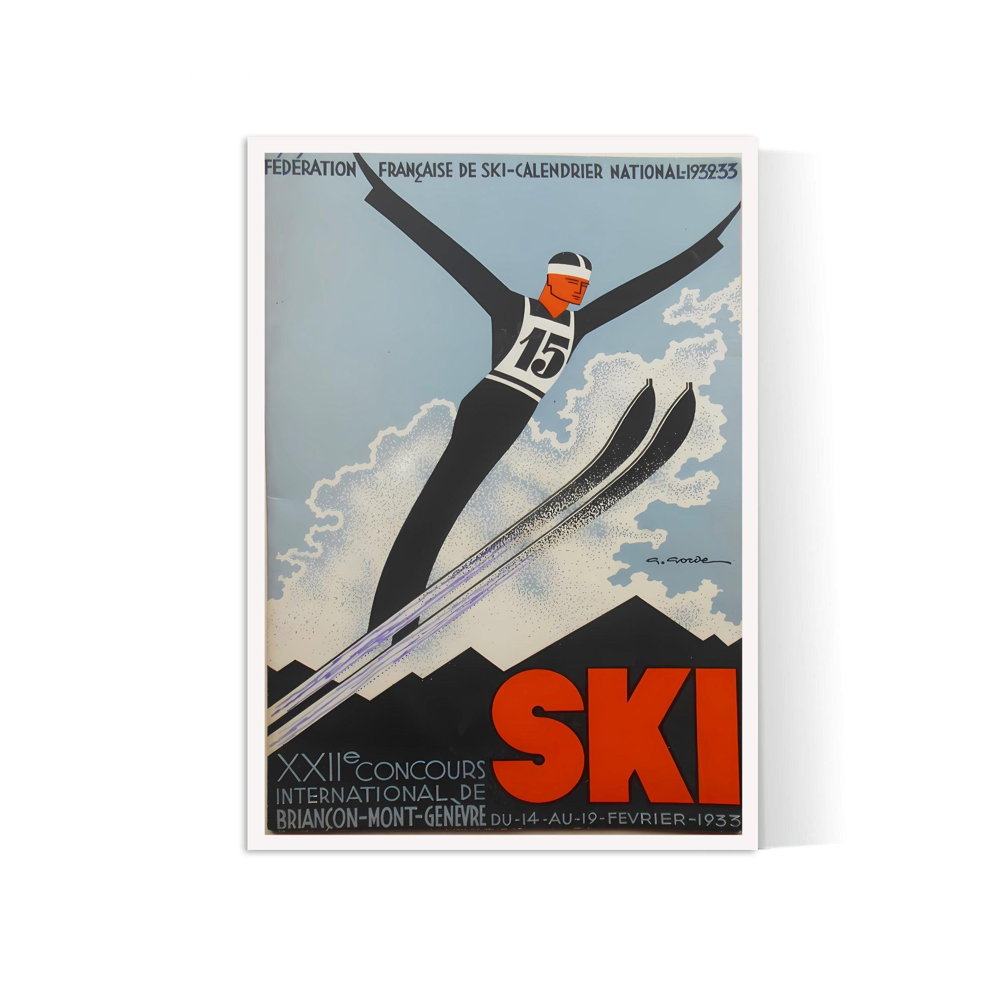 Affiche ski vintage "22ème concours international de ski" - Haute Définition - papier mat 230gr/m² - Poster Vintage