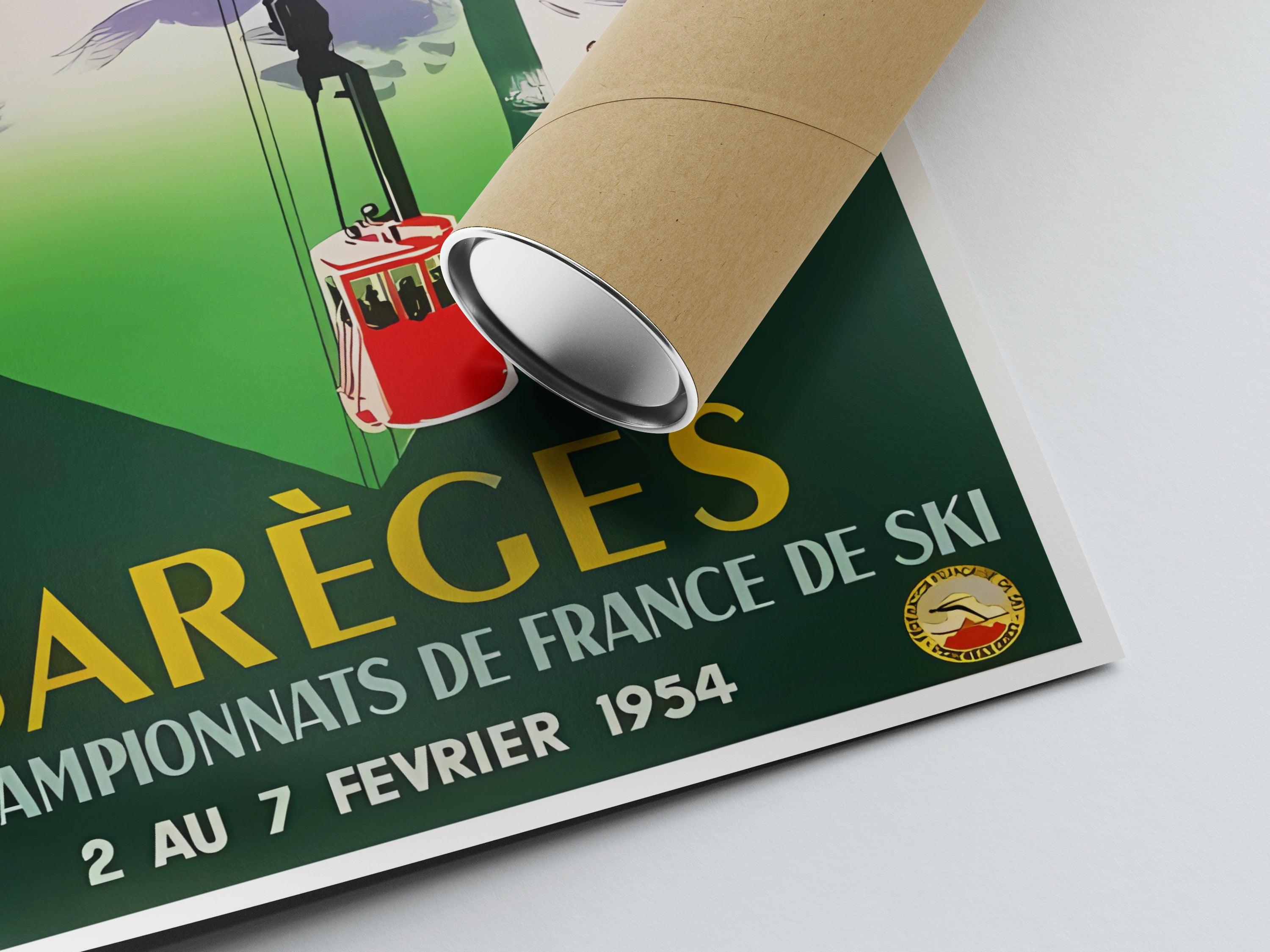 Affiche ski vintage "41ème championnats de France" - Haute Définition - papier mat 230gr/m² - Poster Vintage