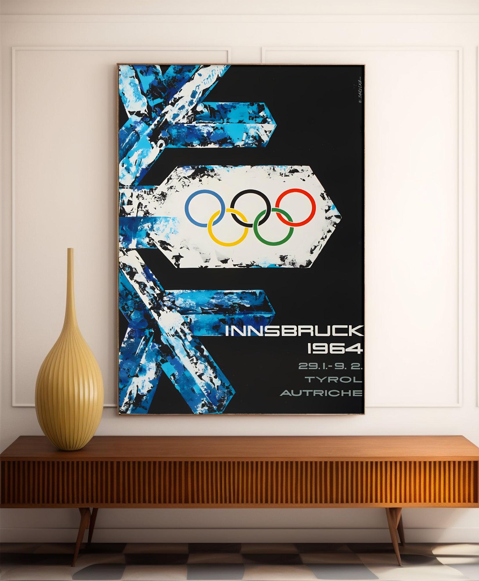 Affiche ski vintage "Innsbruck 1964" - Haute Définition - papier mat 230gr/m² - Poster Vintage