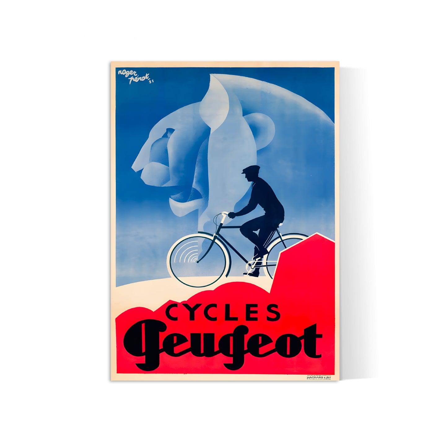 Affiche velo vintage "Cycles Peugeot" - Roger Pérot - Haute Définition - papier mat 230gr/m² - Poster Vintage