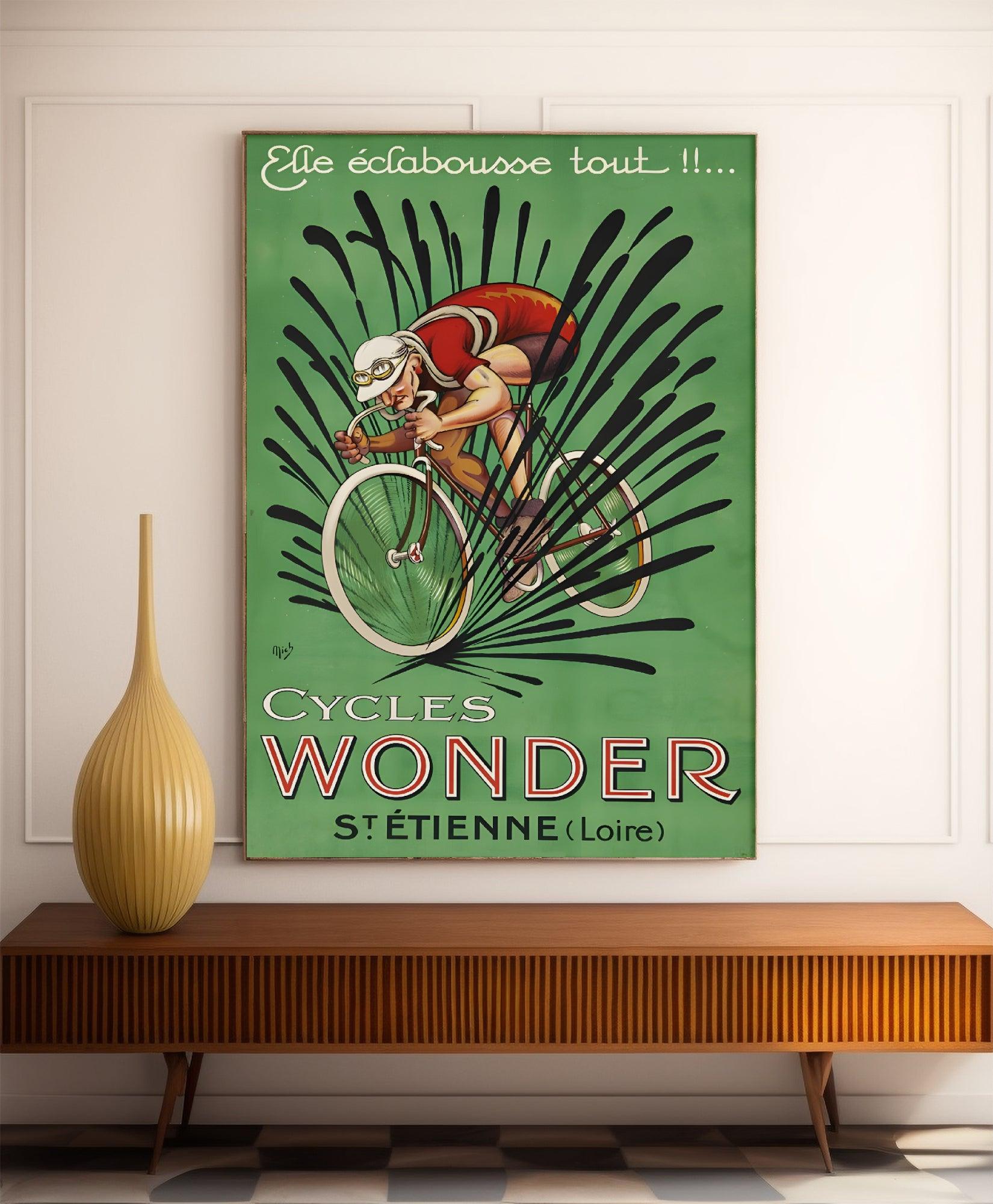 Affiche velo vintage "Cycles Wonder" - Mich - Haute Définition - papier mat 230gr/m² - Poster Vintage