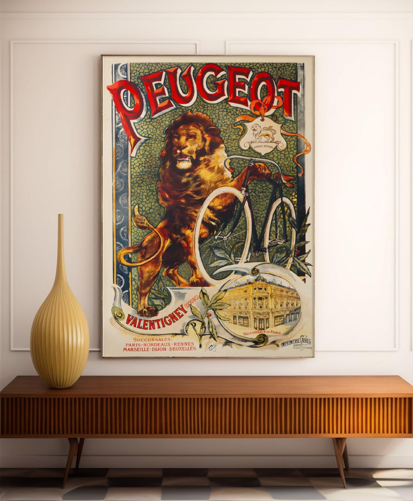 Affiche velo vintage "Peugeot" - Achille Butteri - Haute Définition - papier mat 230gr/m² - Poster Vintage