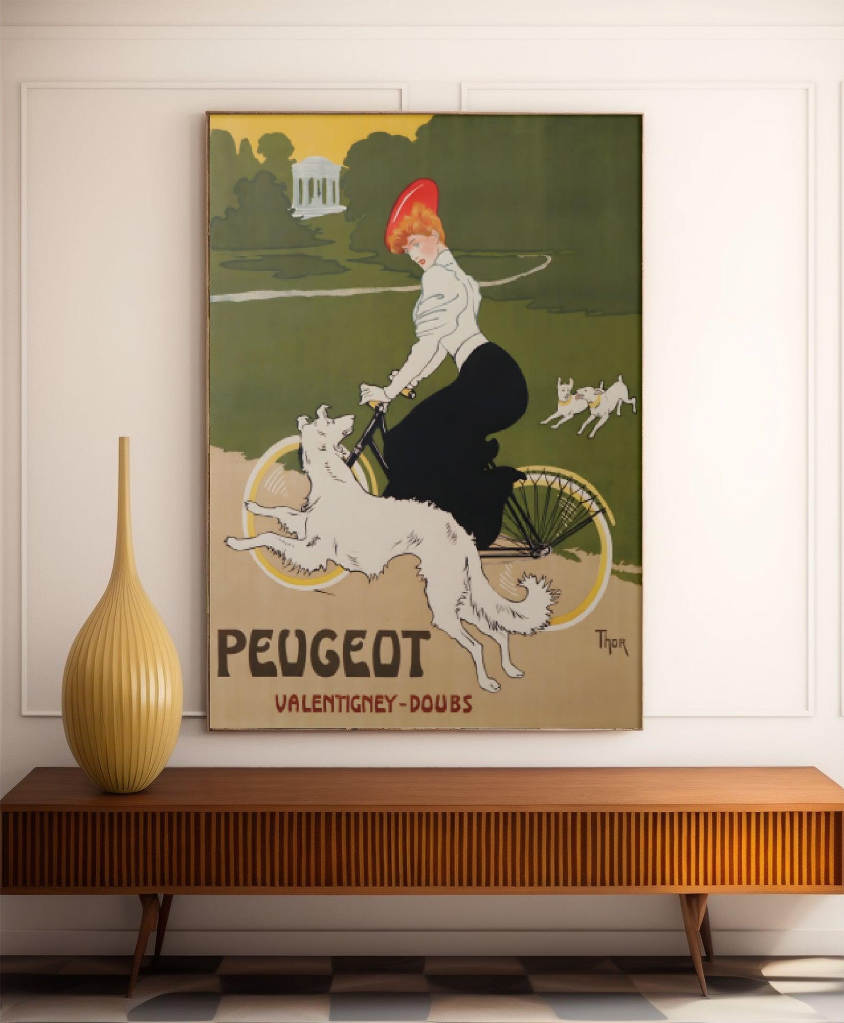 Affiche velo vintage "Peugeot" - Walter Thor - Haute Définition - papier mat 230gr/m² - Poster Vintage