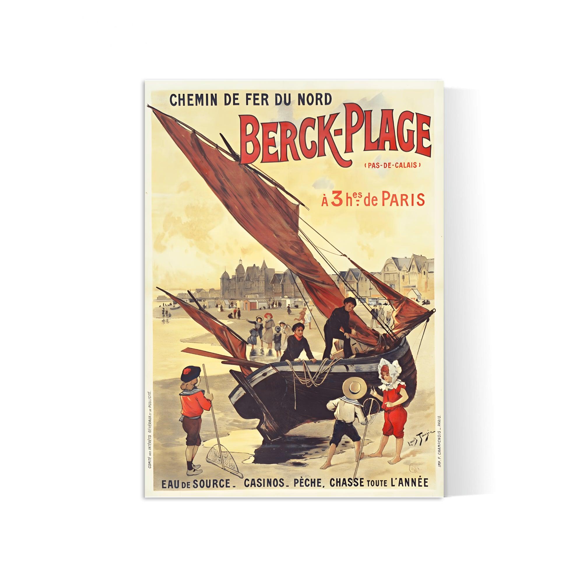 Affiche ville vintage "Berck Plage" - Haute Définition - papier mat 230gr/m² - Poster Vintage