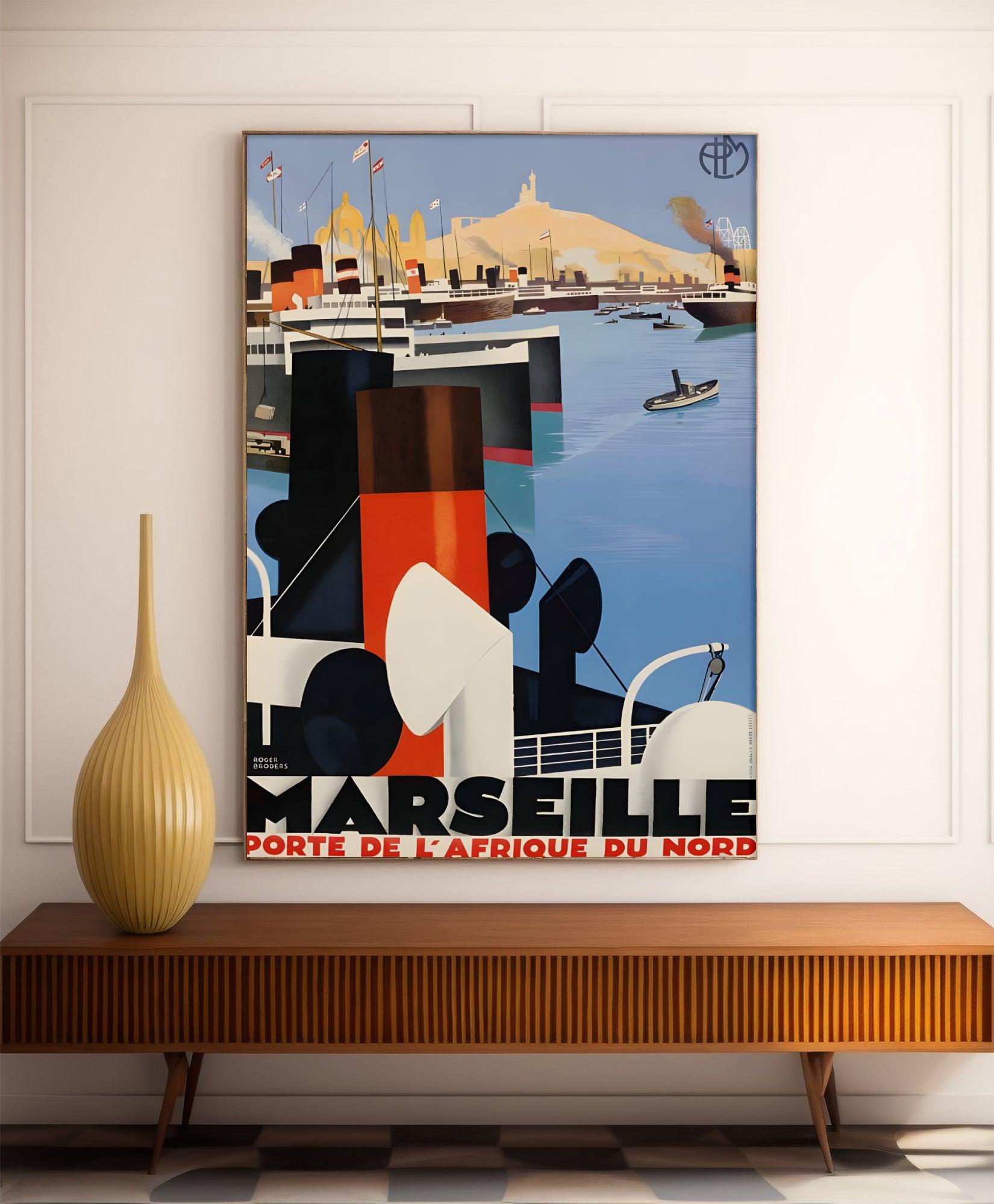 Affiche ville vintage "Marseille" - Roger Broders - Haute Définition - papier mat 230gr/m² - Poster Vintage