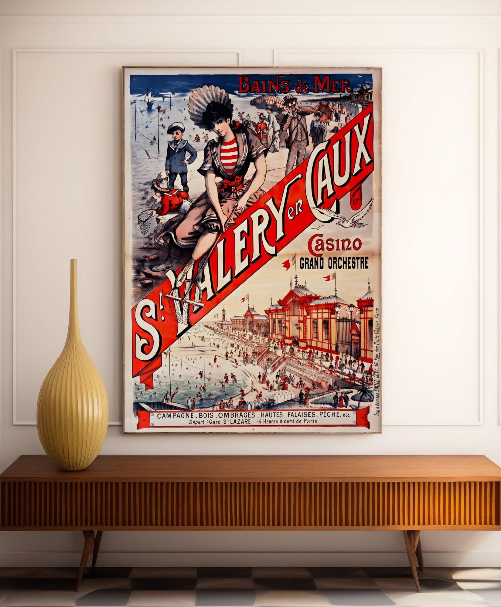 Affiche ville vintage "Saint Valery en caux" - Haute Définition - papier mat 230gr/m² - Poster Vintage