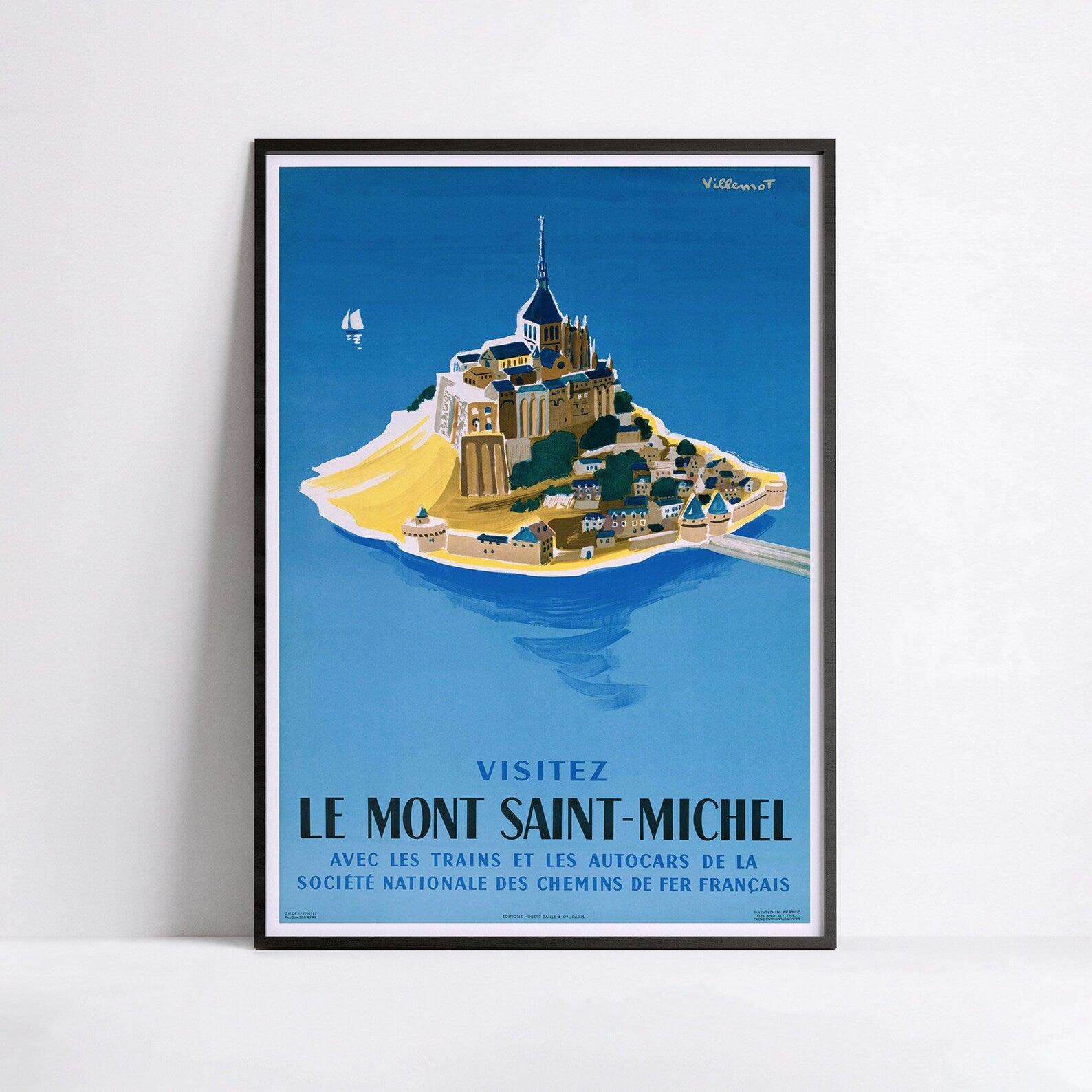 Affiche vintage " Visitez Le Mont Saint-Michel" - Haute Définition - papier mat 230gr/m² - Poster Vintage