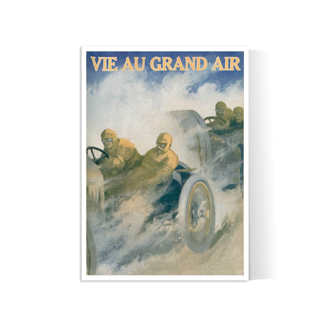 Affiche vintage voiture "Vie au grand Air" - Haute Définition - papier mat 230gr/m² - Poster Vintage