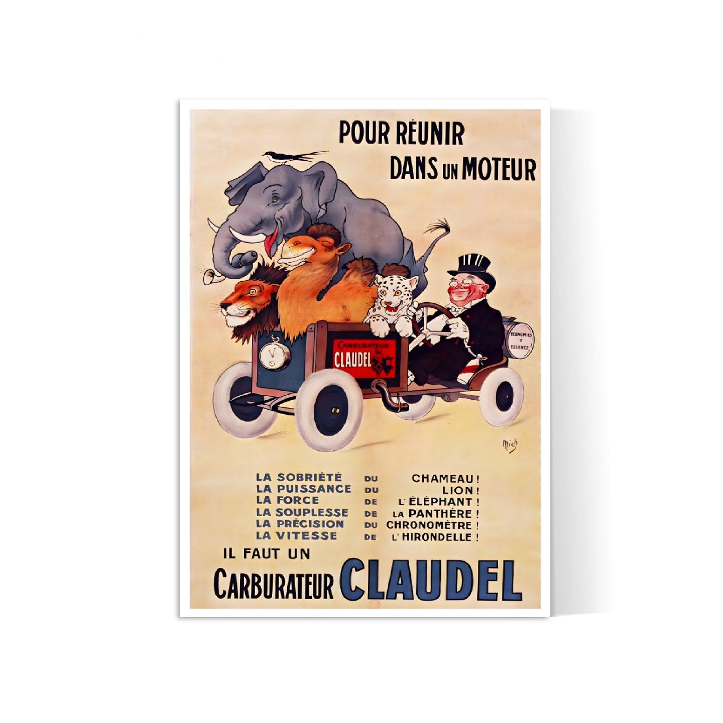 Affiche voiture vintage "Carburateur Claudel" - Mich - Haute Définition - papier mat 230gr/m² - Poster Vintage