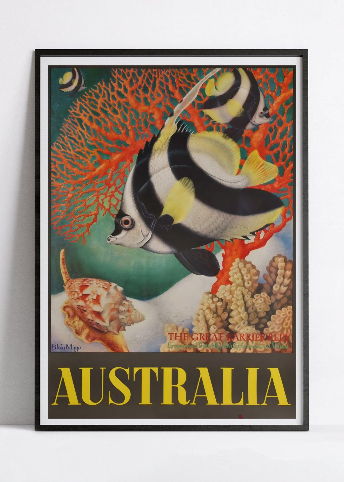 Affiche voyage vintage "Australie" - Poissons Exotiques - Haute Définition - papier mat 230gr/m² - Poster Vintage