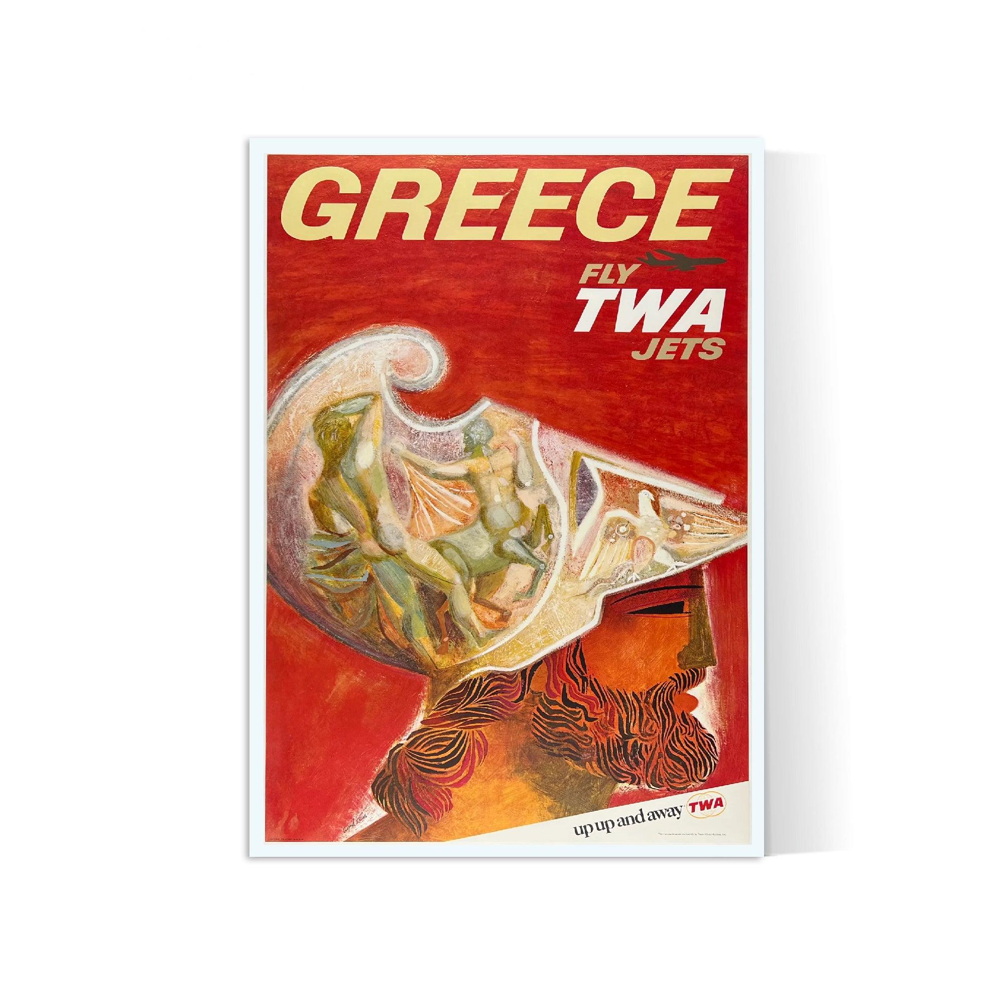 Affiche voyage vintage "Greece" - TWA - Haute Définition - papier mat 230gr/m² - Poster Vintage