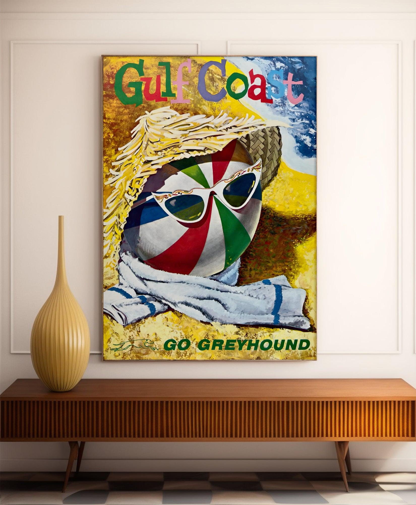 Affiche voyage vintage "Gulf Coast" - Greyhound - Haute Définition - papier mat 230gr/m² - Poster Vintage