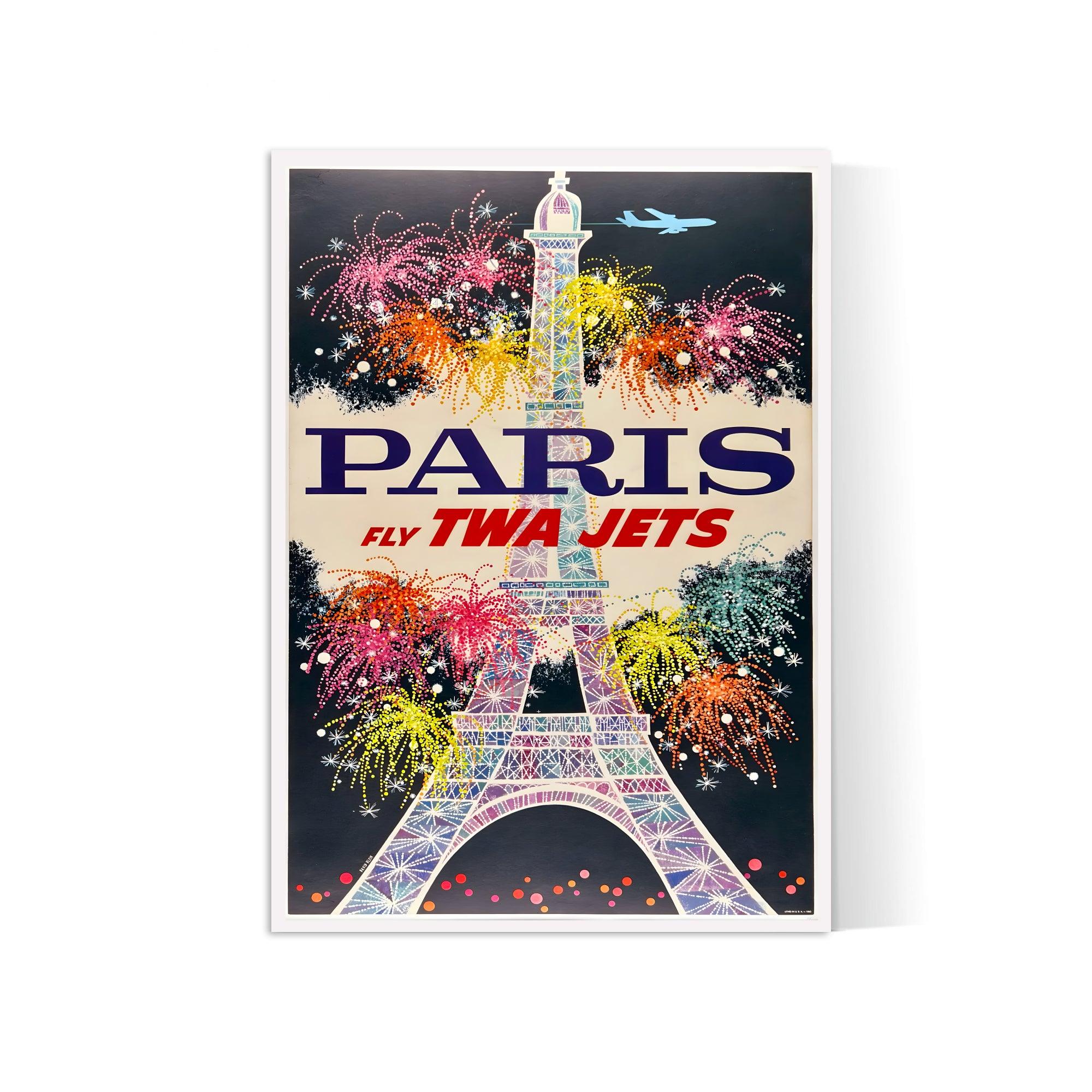 Affiche voyage vintage "Paris - Tour Eiffel" - TWA - Haute Définition - papier mat 230gr/m² - Poster Vintage