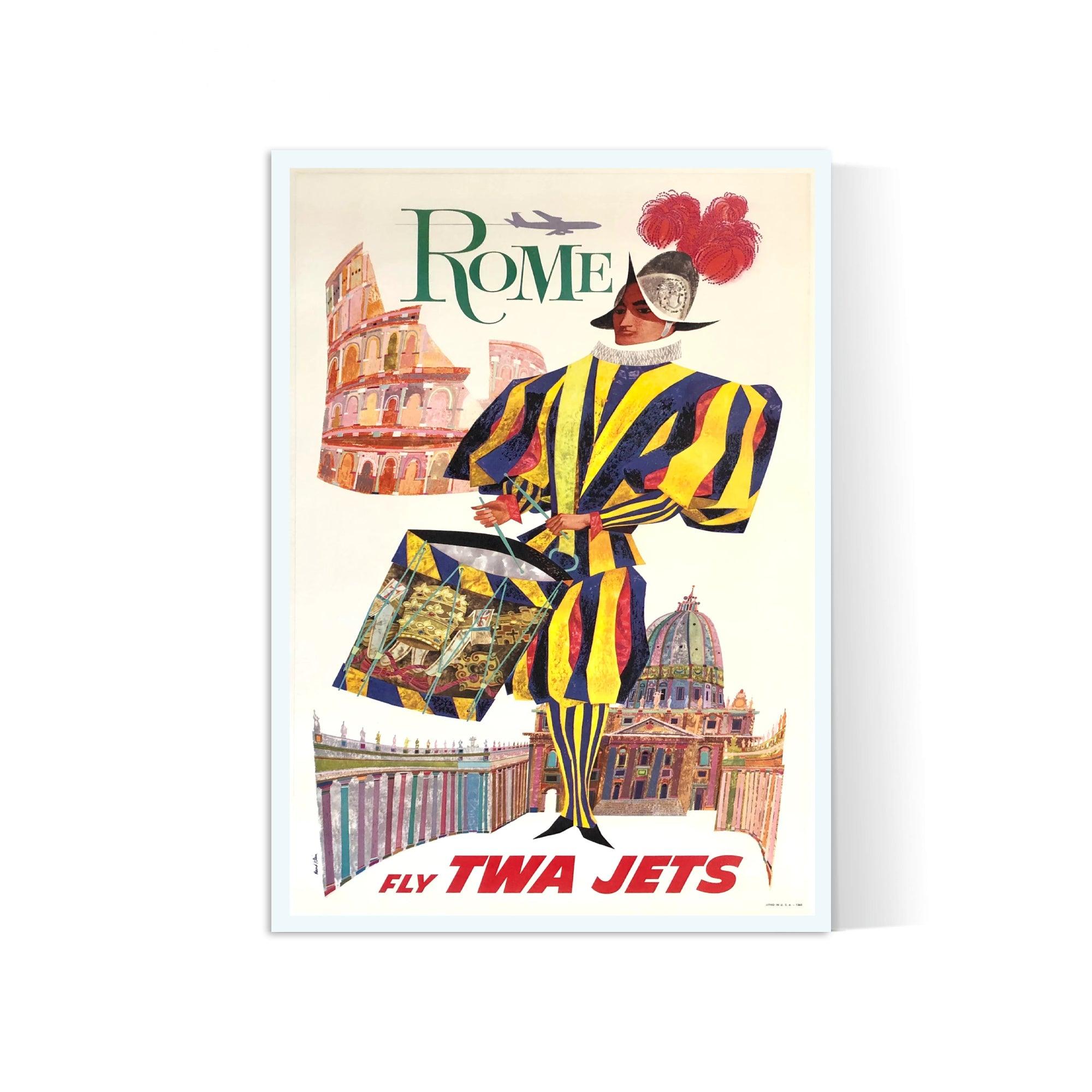 Affiche voyage vintage "Rome" - TWA - Haute Définition - papier mat 230gr/m² - Poster Vintage