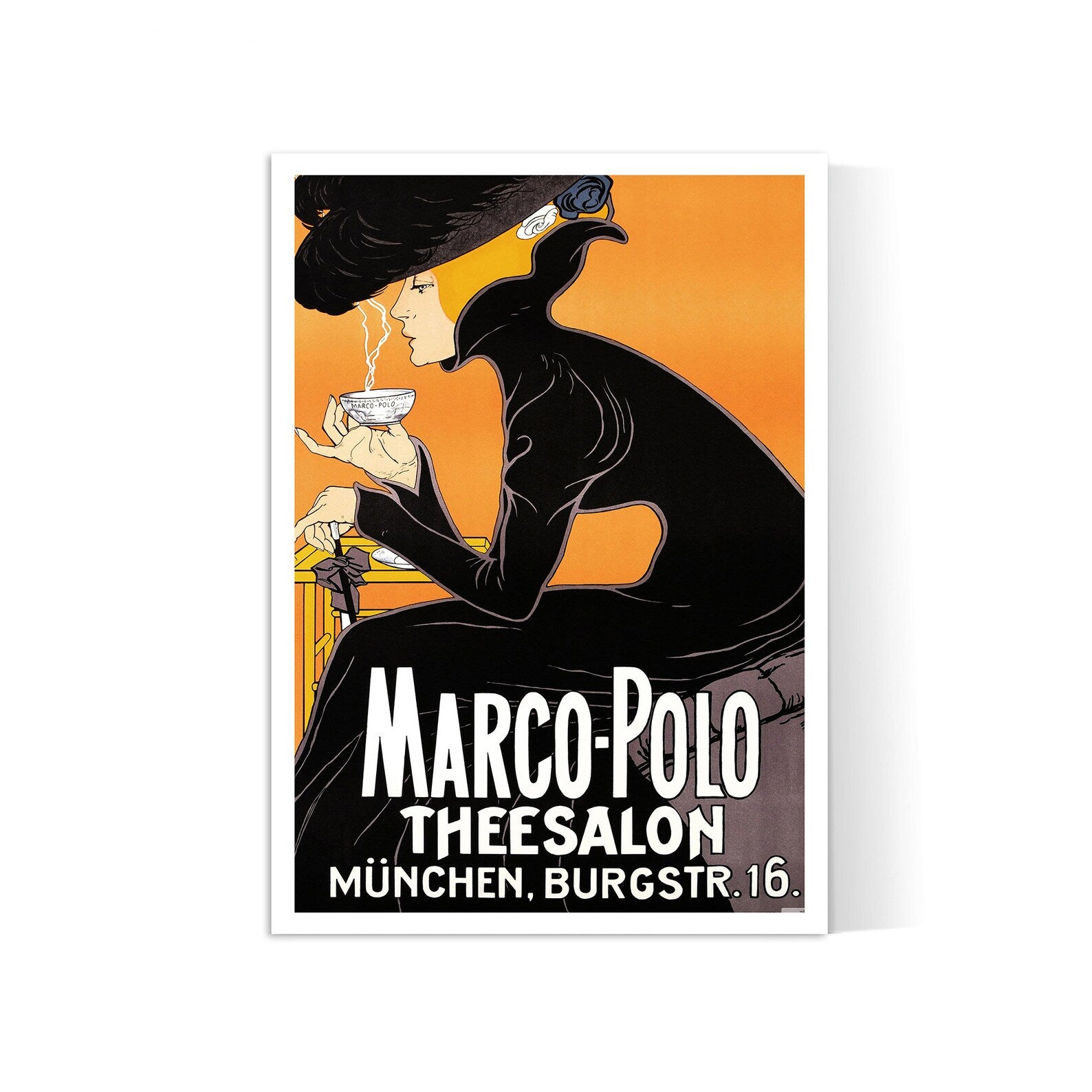 Affiche vintage  "Marco Polo Theesalon" - Ludwig Hohlwein - Haute Définition - papier mat 230gr/m²