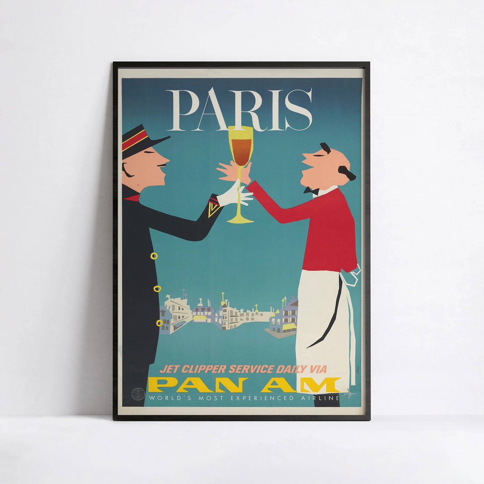 Affiche aviation vintage "Paris" Pan American  -Aaron Fine- Haute Définition - papier mat 230gr/m2