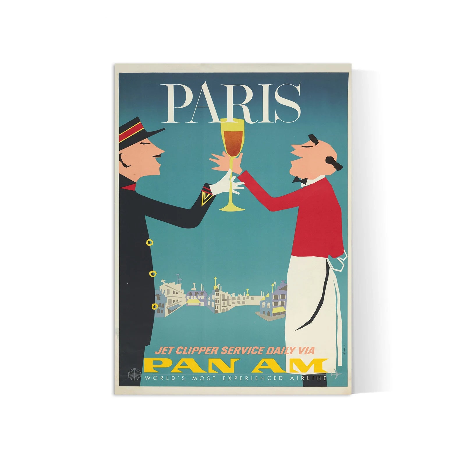 Affiche aviation vintage "Paris" Pan American  -Aaron Fine- Haute Définition - papier mat 230gr/m2