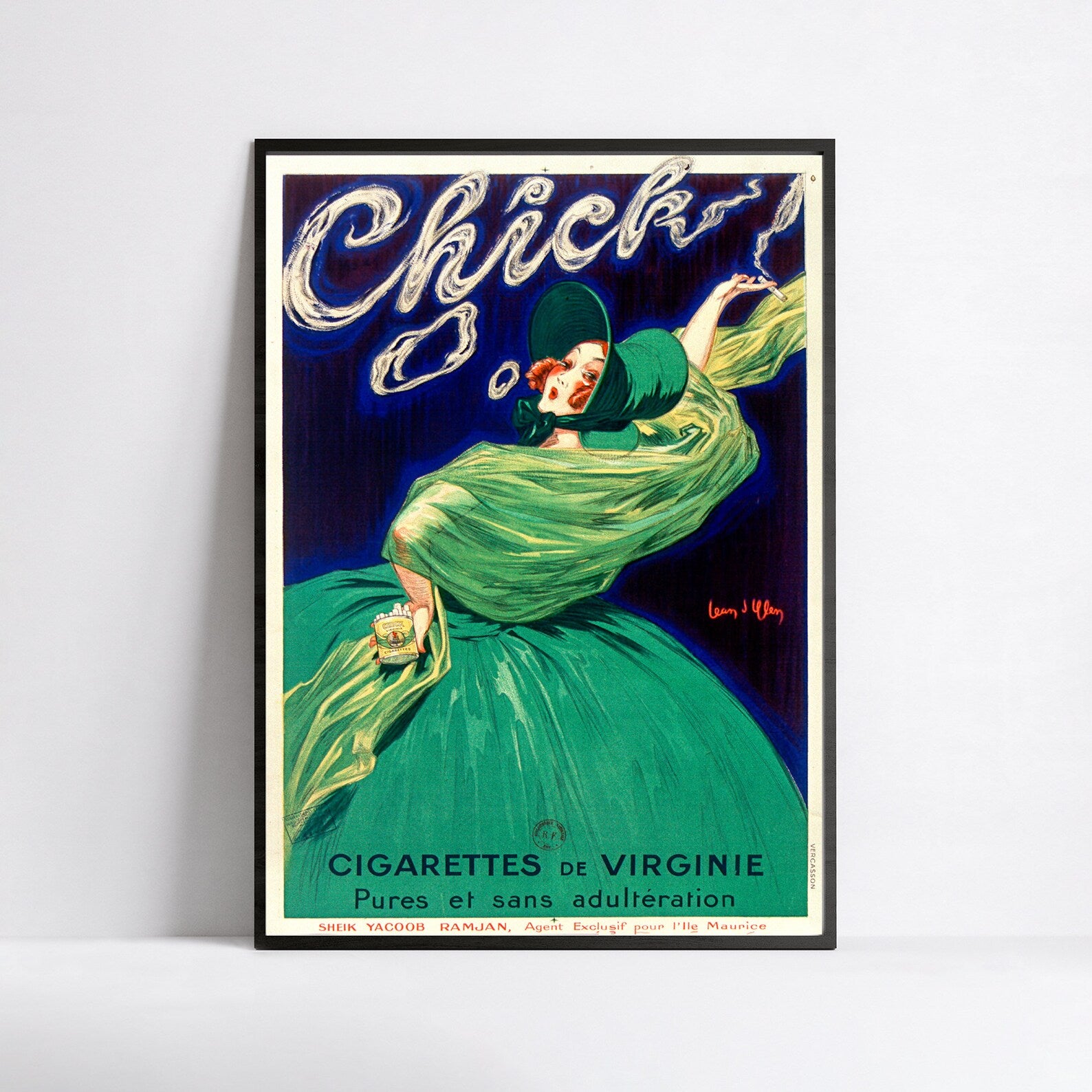 Affiche vintage "CHICK CIGARETTES VIRGINE" -Jean D'Ylen - Haute Définition - papier mat 230gr/m²
