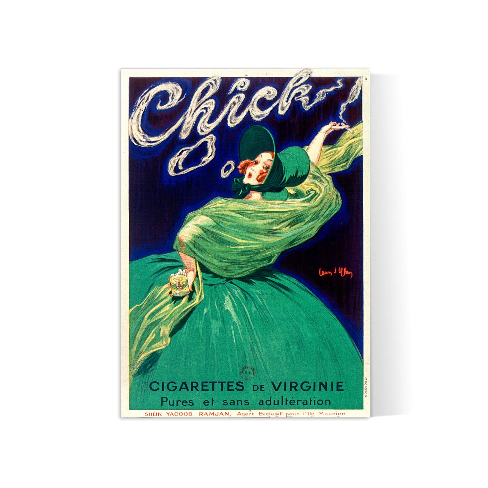 Affiche vintage "CHICK CIGARETTES VIRGINE" -Jean D'Ylen - Haute Définition - papier mat 230gr/m²