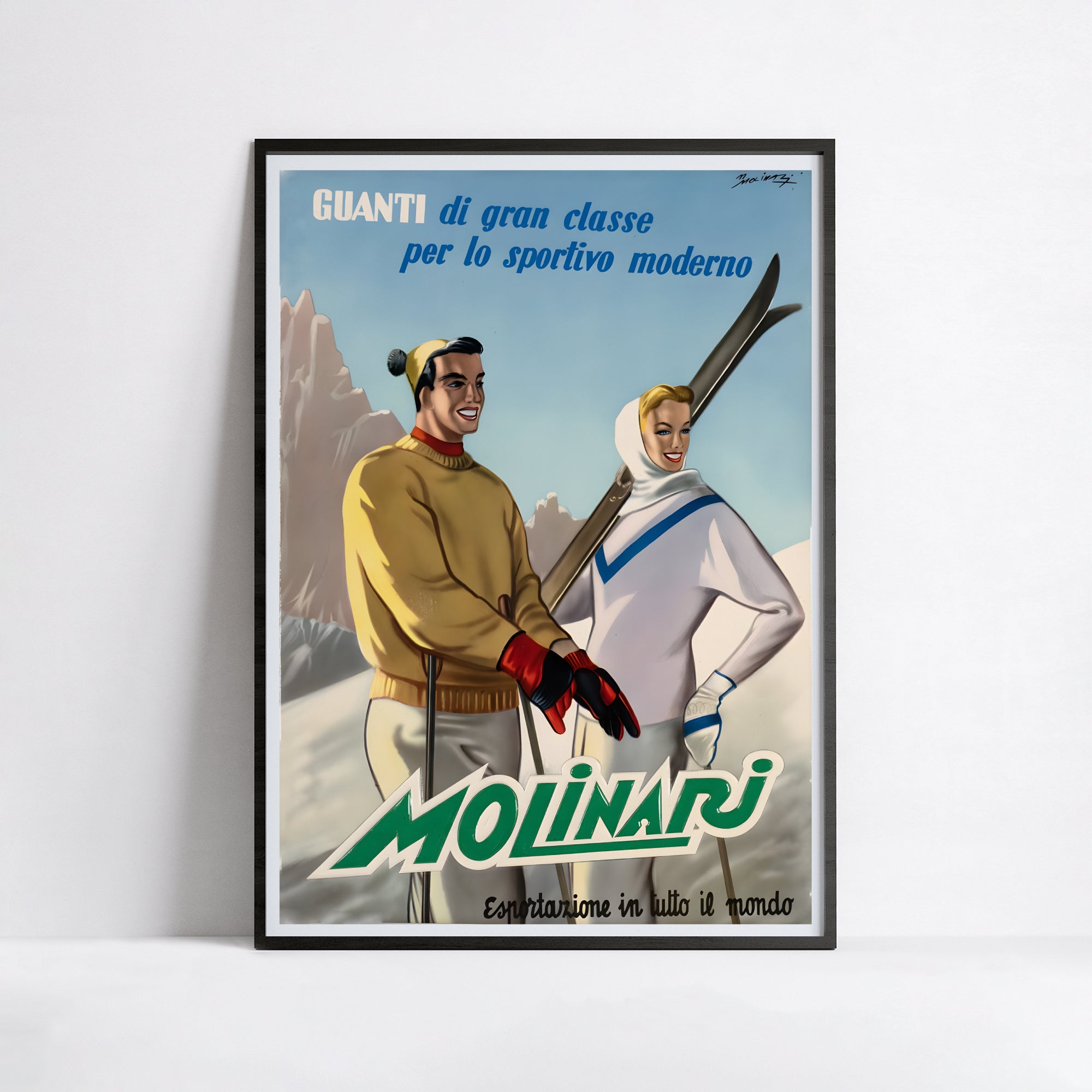 Affiche ski vintage "Molinari" - Italie - Haute Définition - papier mat 230gr/m²