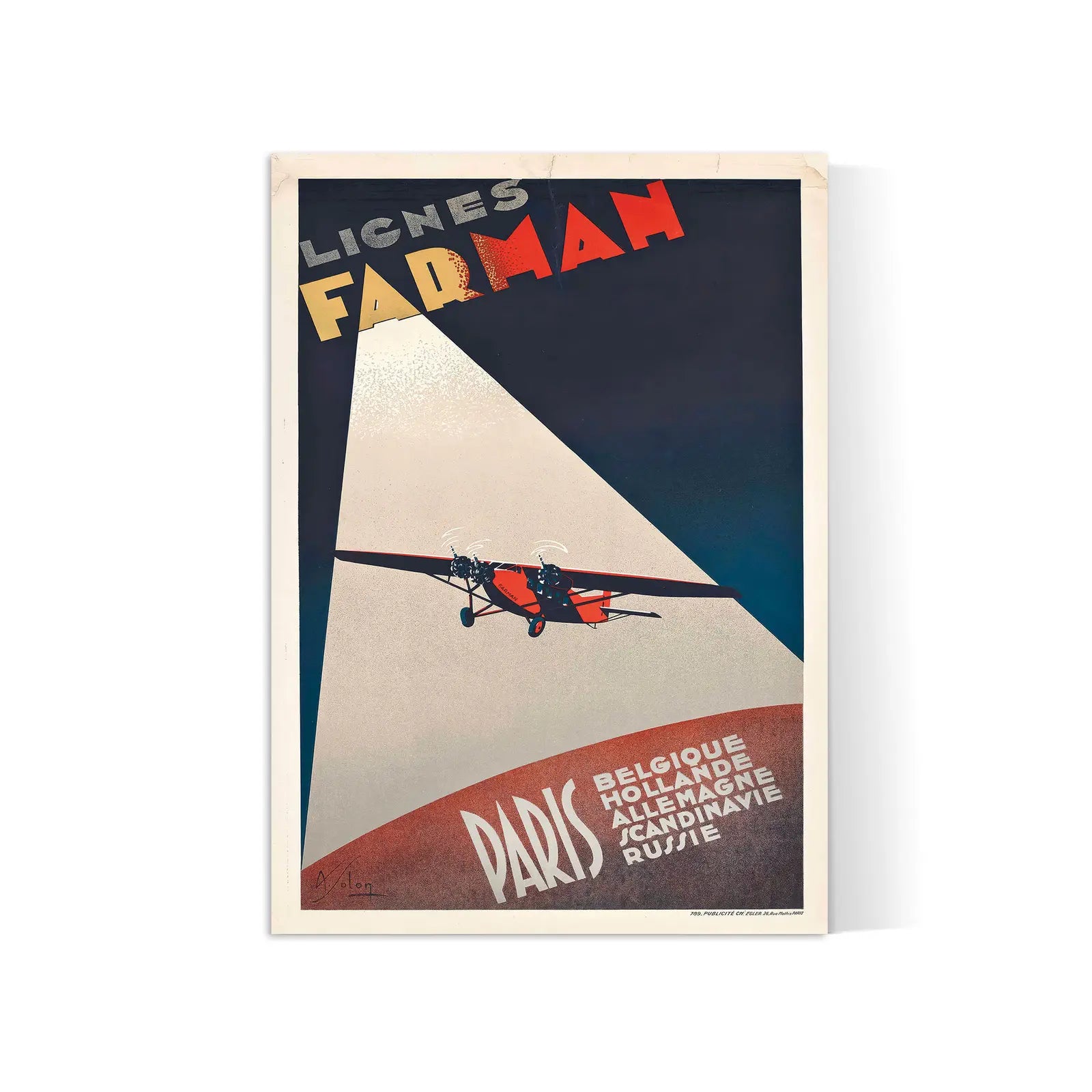 Affiche vintage "Farman Paris-Londres" - Albert Solon - Haute Définition - papier mat 230gr/m²